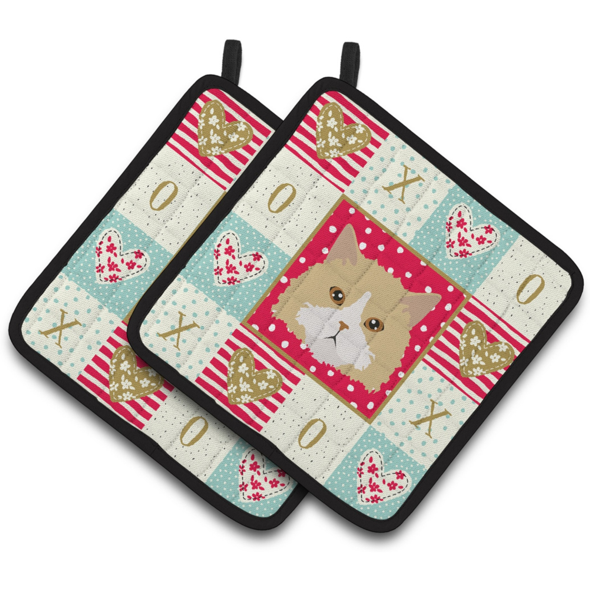 &quotCaroline's Treasures CK5140PTHD Oregon Rex Cat Love Pair of Pot Holders potholders, Multicolor"
