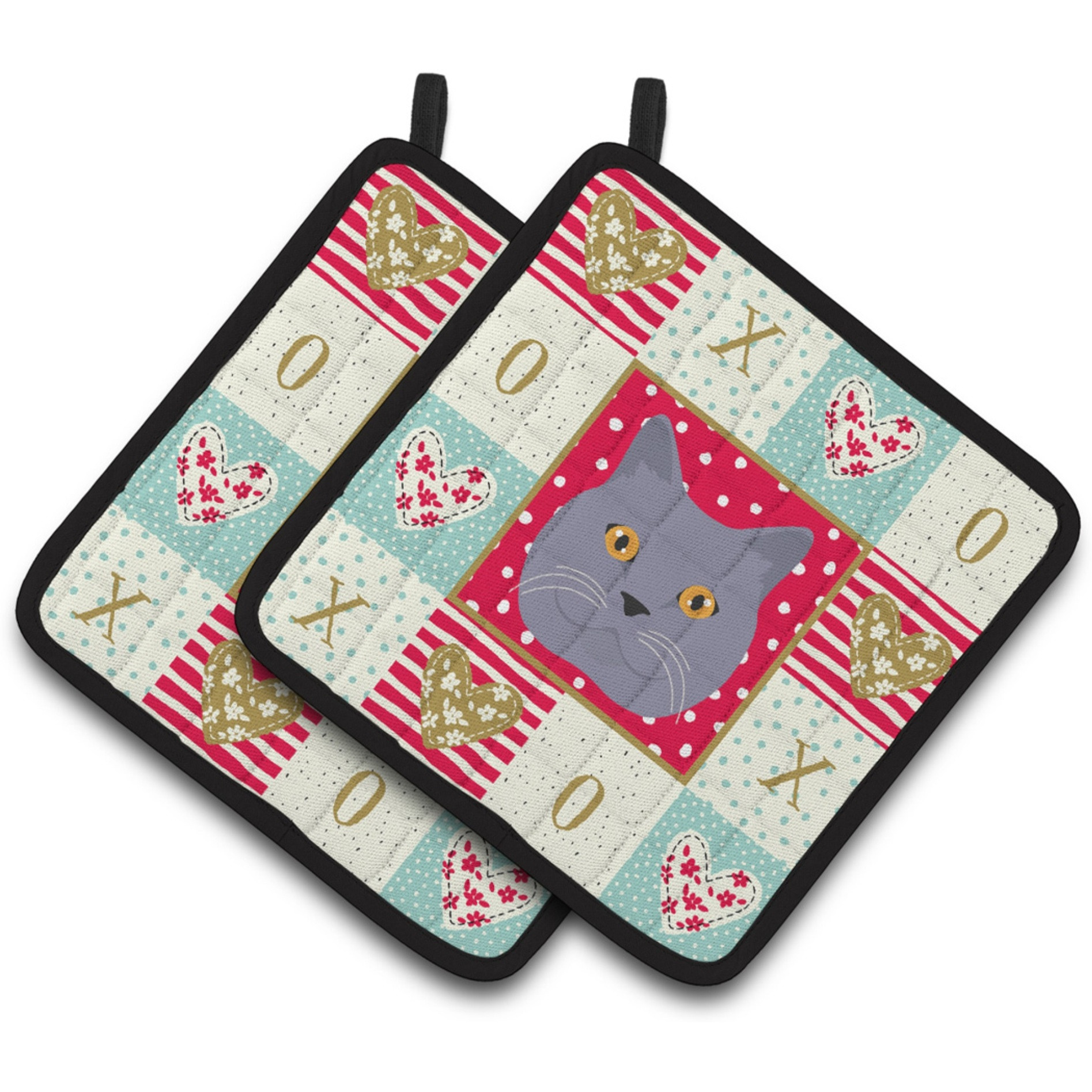 &quotCaroline's Treasures CK5095PTHD British Shorthair Cat Love Pair of Pot Holders potholders, Multicolor"