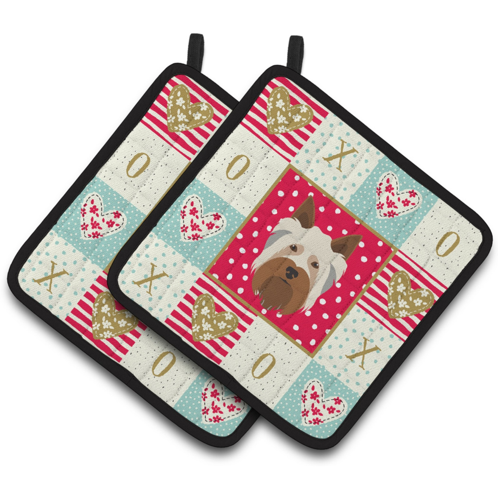 &quotCaroline's Treasures CK5183PTHD Australian Silky Terrier Love Pair of Pot Holders potholders, Multicolor"