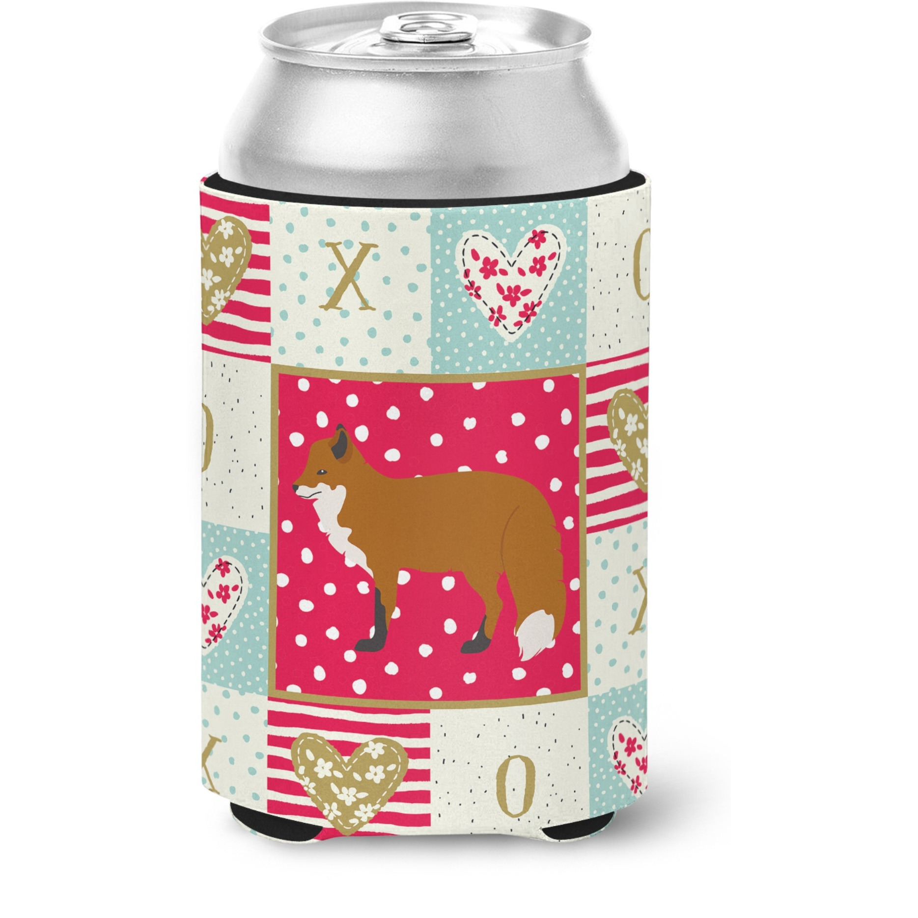 &quotCaroline's Treasures CK5303CC Red Fox Love Can or Bottle Hugger cold-beverage-koozies, Multicolor"