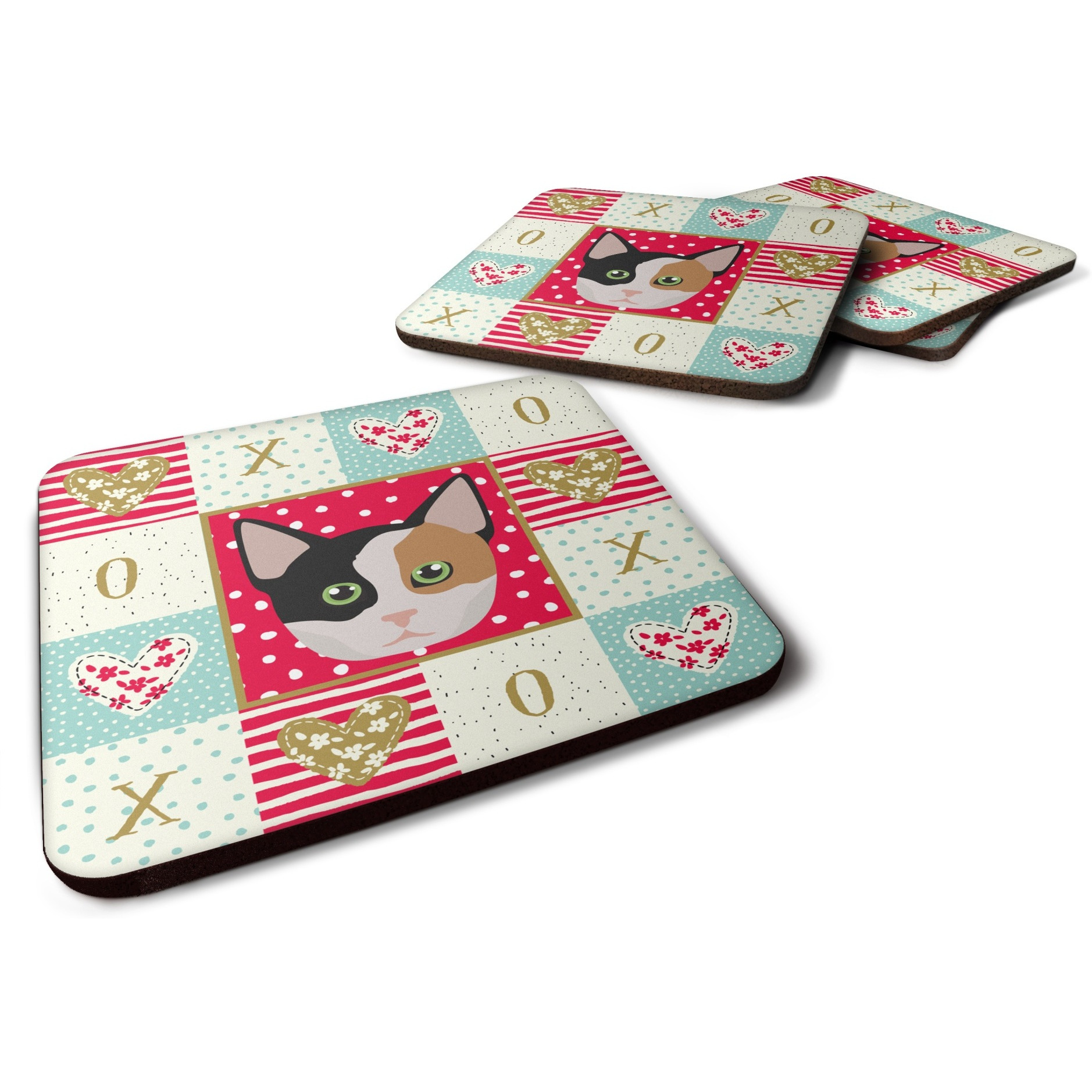 &quotCaroline's Treasures CK5134FC Munchkin Cat Love Foam Set of 4 coasters, Multicolor"