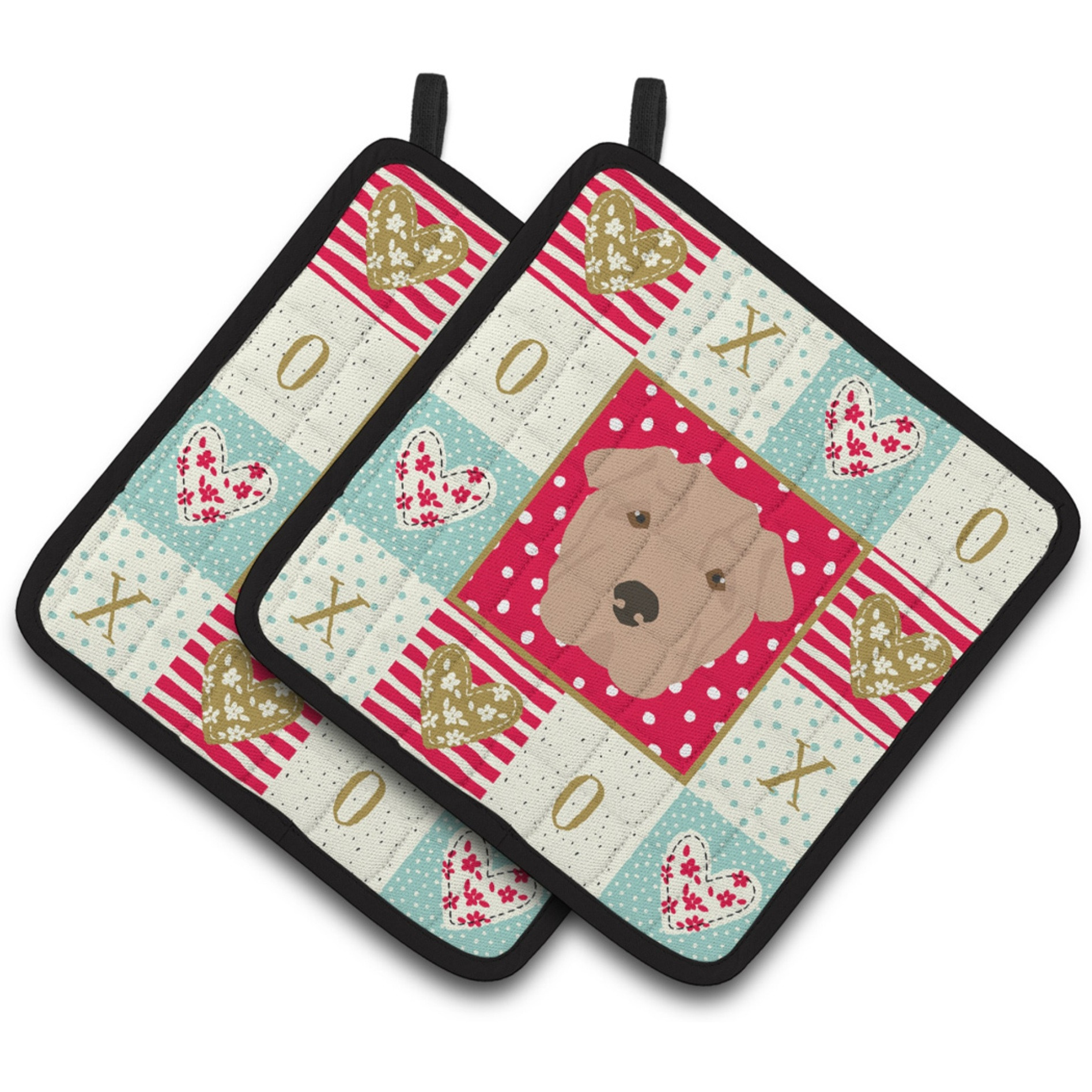 &quotCaroline's Treasures CK5237PTHD Shar Pei Love Pair of Pot Holders potholders, Multicolor"
