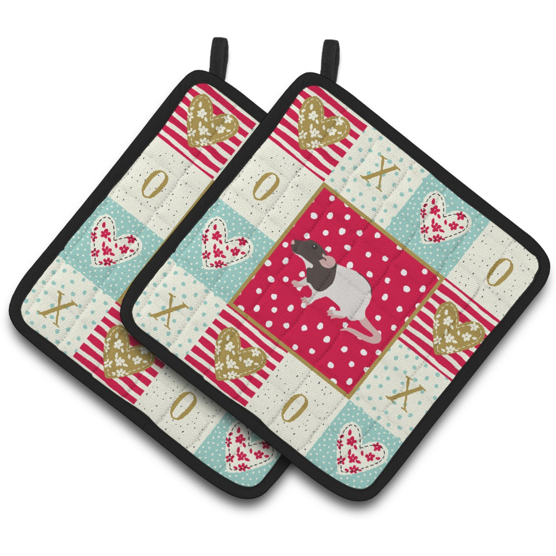 &quotCaroline's Treasures CK5459PTHD Dumbo Rat Love Pair of Pot Holders potholders, Multicolor"