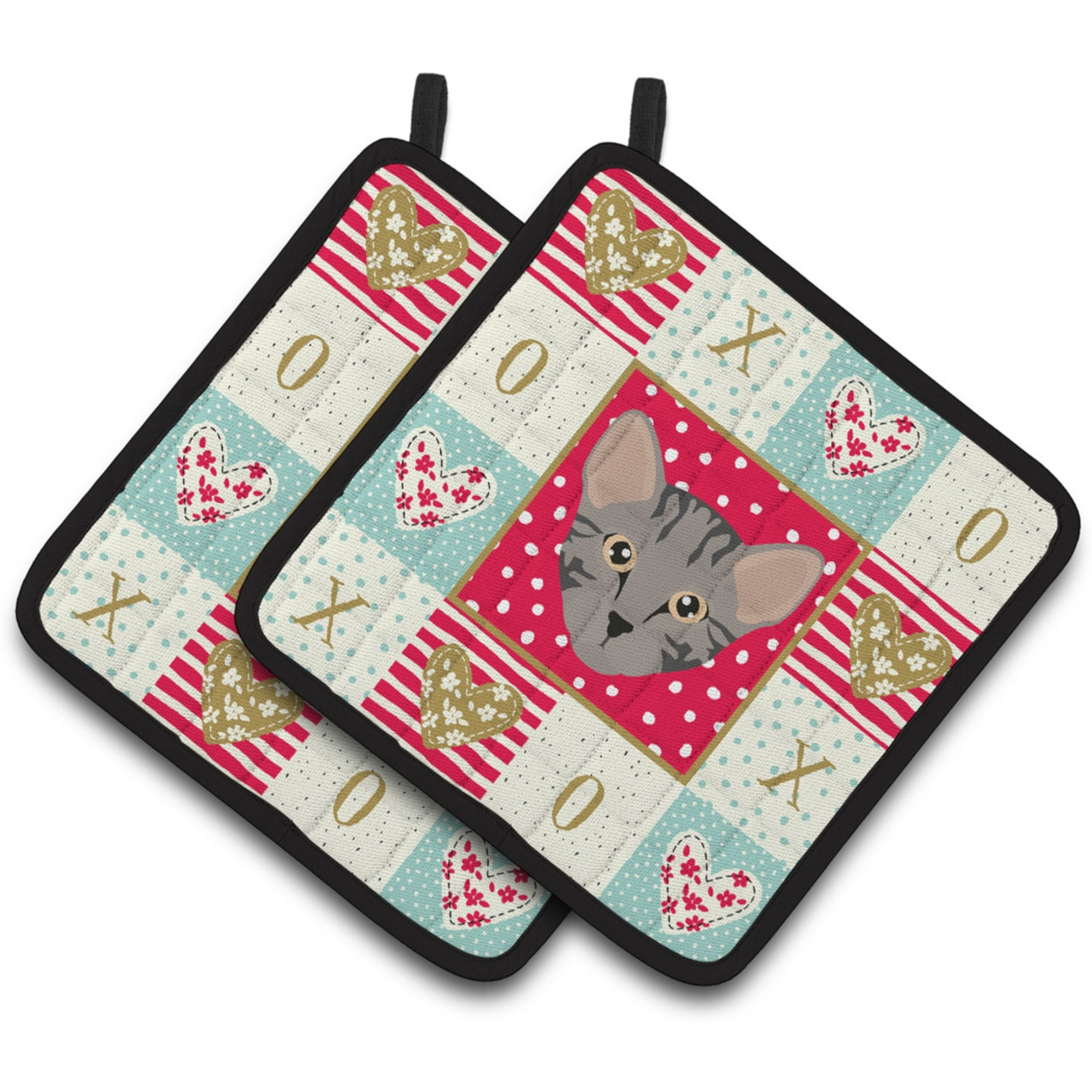 &quotCaroline's Treasures CK5156PTHD Safari Cat Love Pair of Pot Holders potholders, Multicolor"
