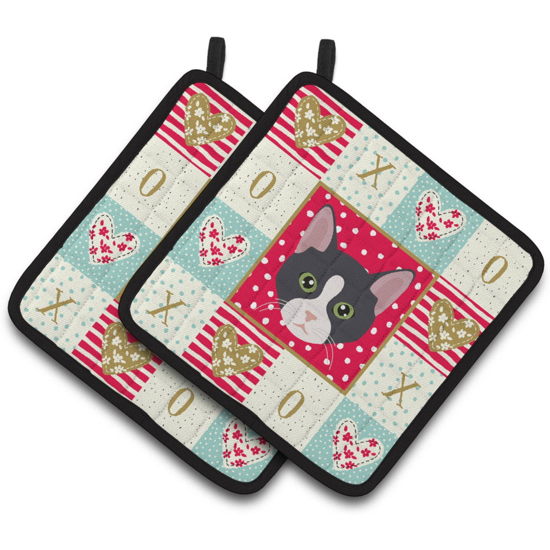 &quotCaroline's Treasures CK5081PTHD American Polydactyl Cat Love Pair of Pot Holders potholders, Multicolor"