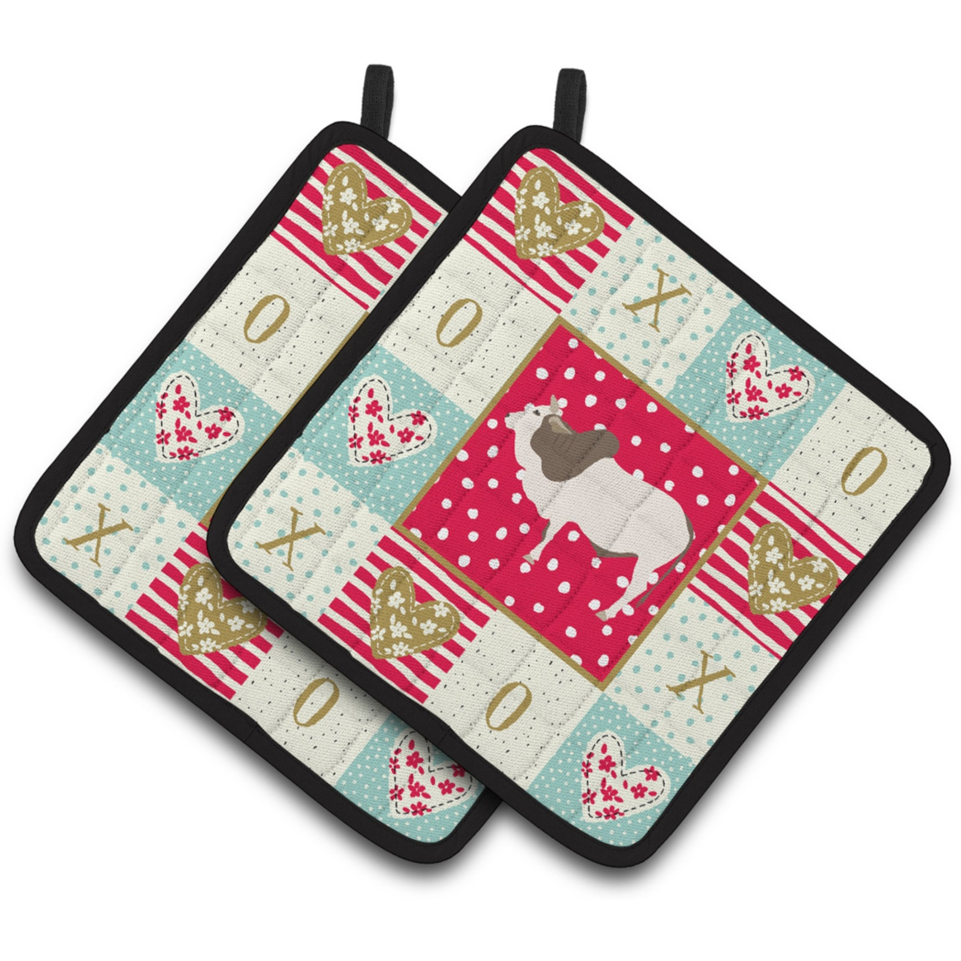 &quotCaroline's Treasures CK5257PTHD Malvi Cow Love Pair of Pot Holders potholders, Multicolor"