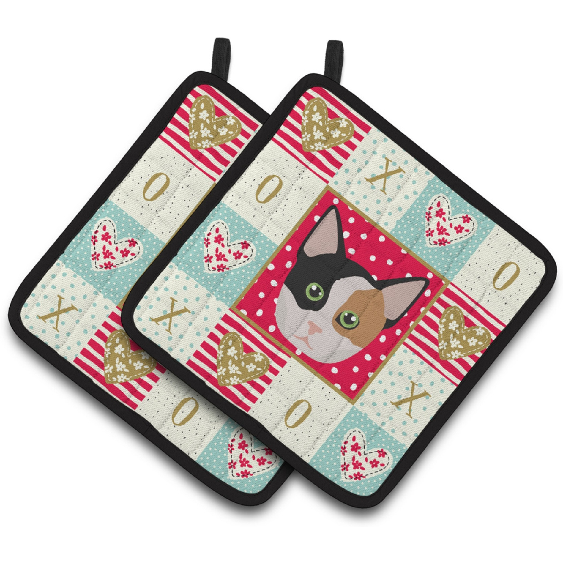 &quotCaroline's Treasures CK5134PTHD Munchkin Cat Love Pair of Pot Holders potholders, Multicolor"