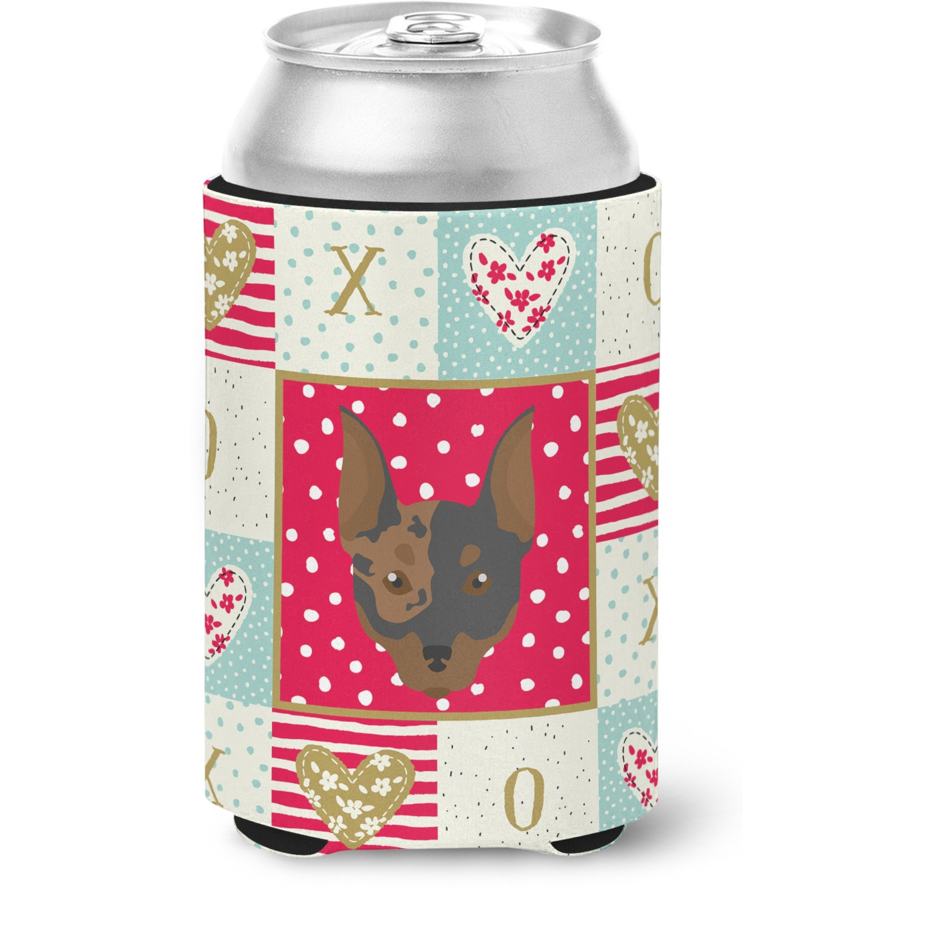 &quotCaroline's Treasures CK5204CC Harlequin Pinscher 2 Love Can or Bottle Hugger cold-beverage-koozies, Multicolor"