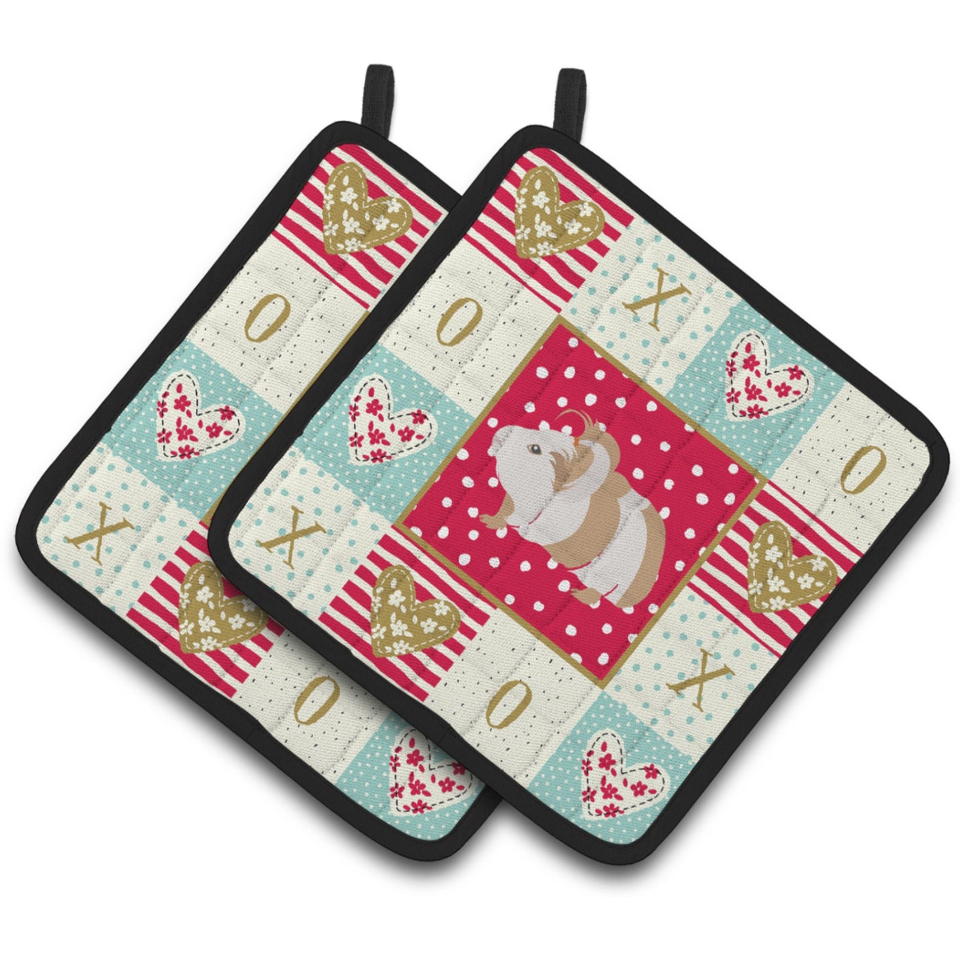&quotCaroline's Treasures CK5434PTHD Silkie Guinea Pig Love Pair of Pot Holders potholders, Multicolor"