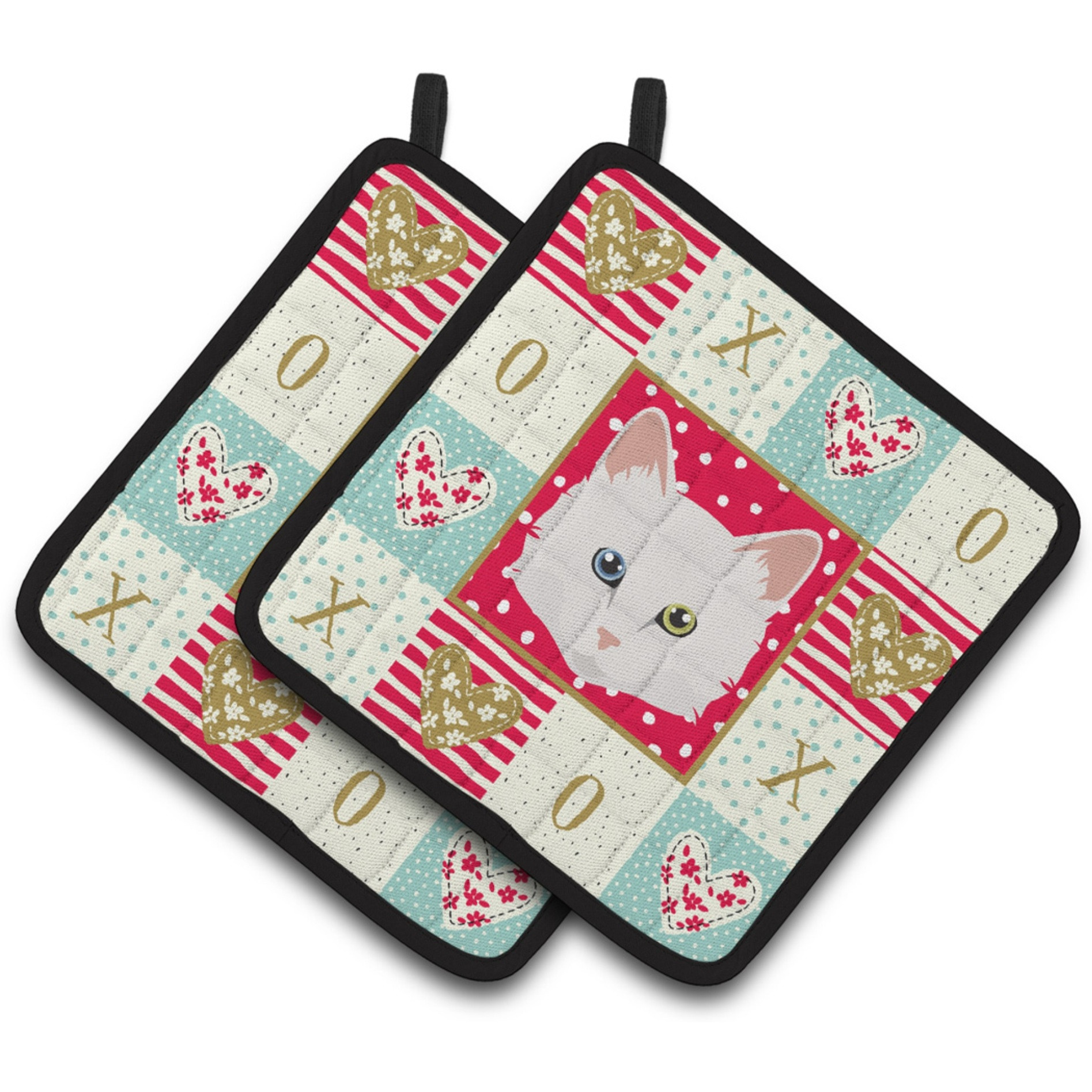 &quotCaroline's Treasures CK5175PTHD Turkish Angora Cat Love Pair of Pot Holders potholders, Multicolor"