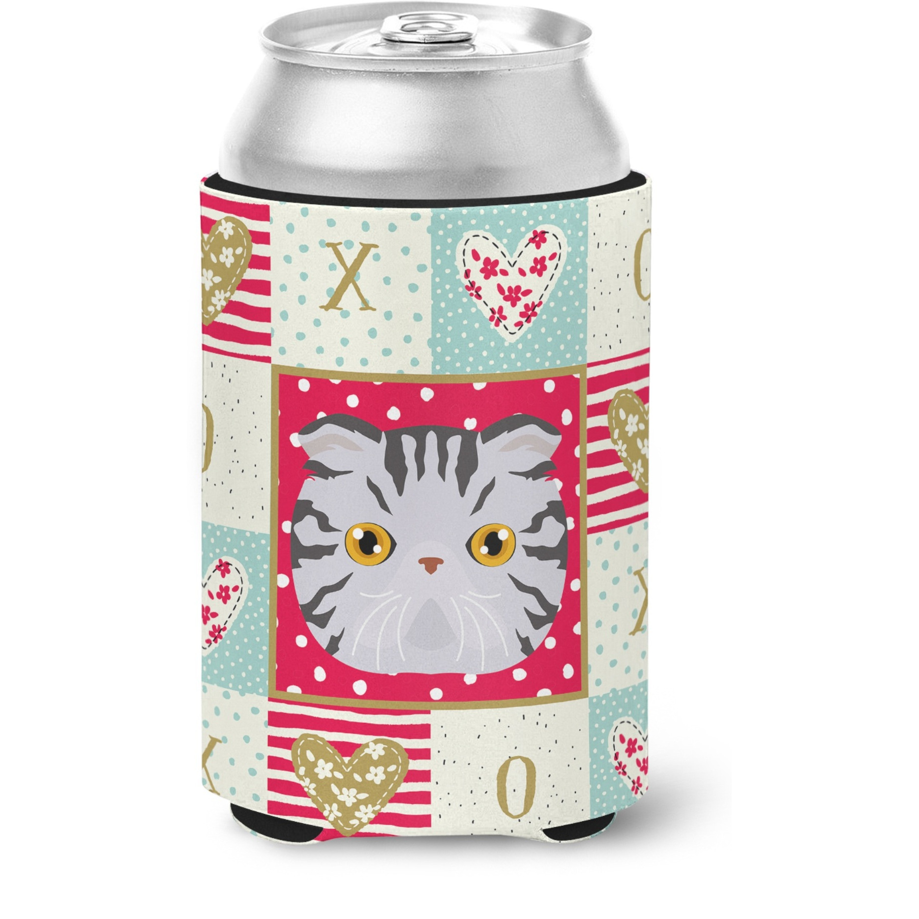 &quotCaroline's Treasures CK5118CC Foldex Exotic Fold Cat Love Can or Bottle Hugger cold-beverage-koozies, Multicolor"