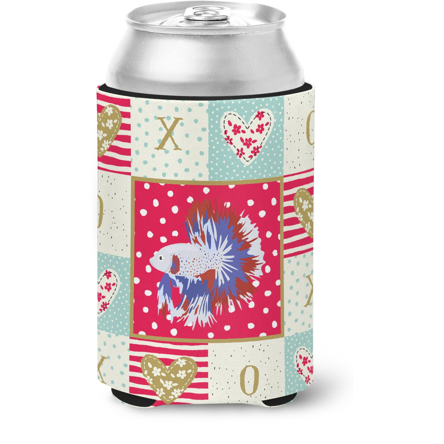 &quotCaroline's Treasures CK5483CC Comb Tail Betta Love Can or Bottle Hugger cold-beverage-koozies, Multicolor"