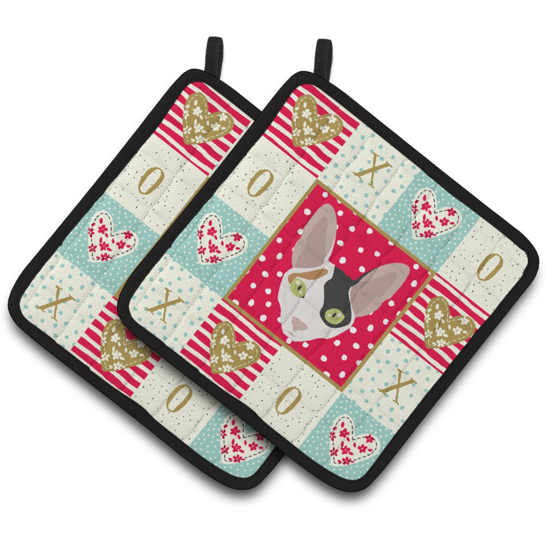 &quotCaroline's Treasures CK5107PTHD Cornish Rex Cat Love Pair of Pot Holders potholders, Multicolor"