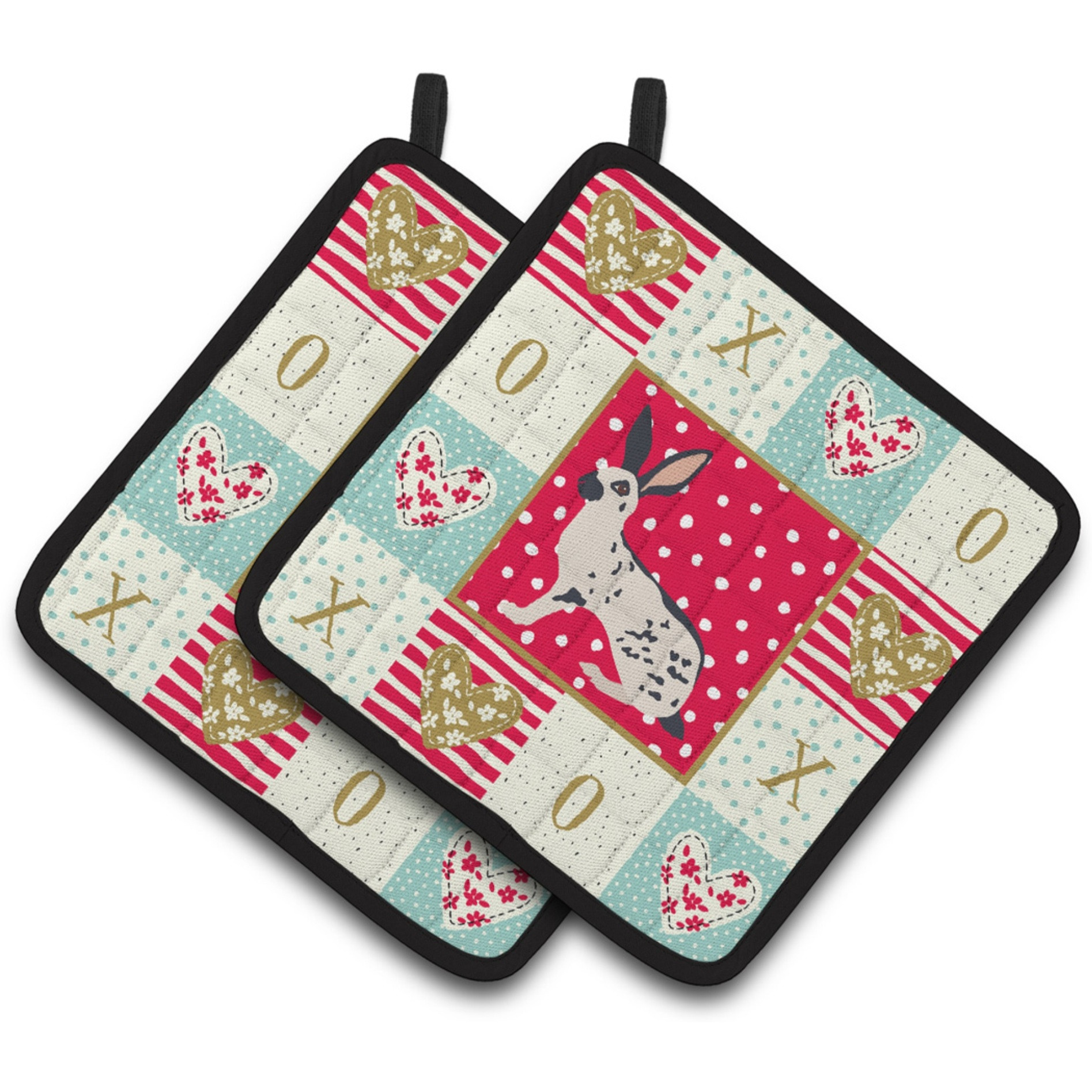 &quotCaroline's Treasures CK5388PTHD English Spot Rabbit Love Pair of Pot Holders potholders, Multicolor"