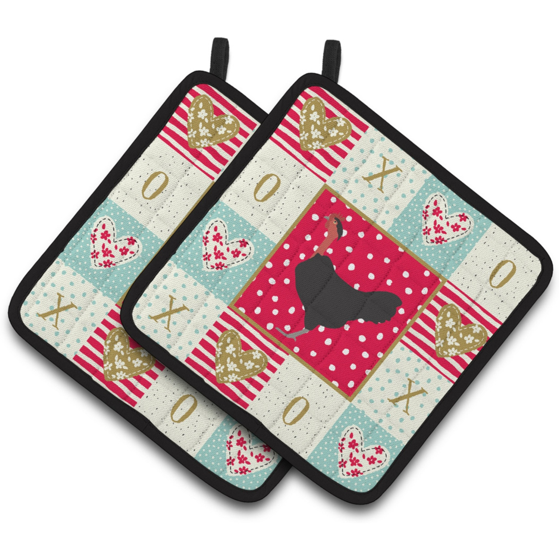 &quotCaroline's Treasures CK5266PTHD Naked Neck Chicken Love Pair of Pot Holders potholders, Multicolor"