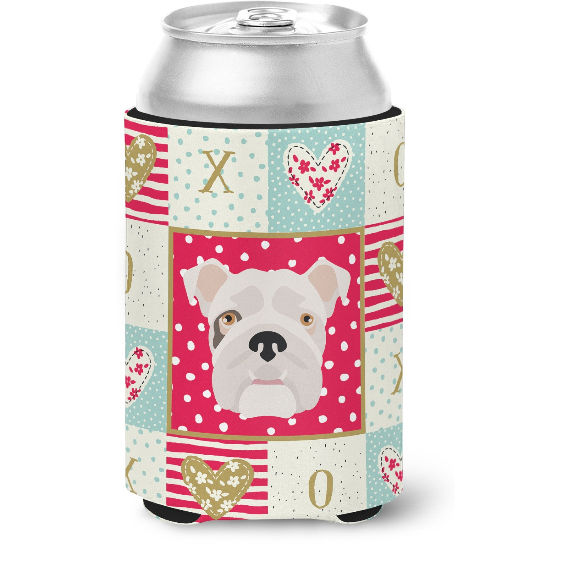&quotCaroline's Treasures CK5197CC English Bulldog Love Can or Bottle Hugger cold-beverage-koozies, Multicolor"