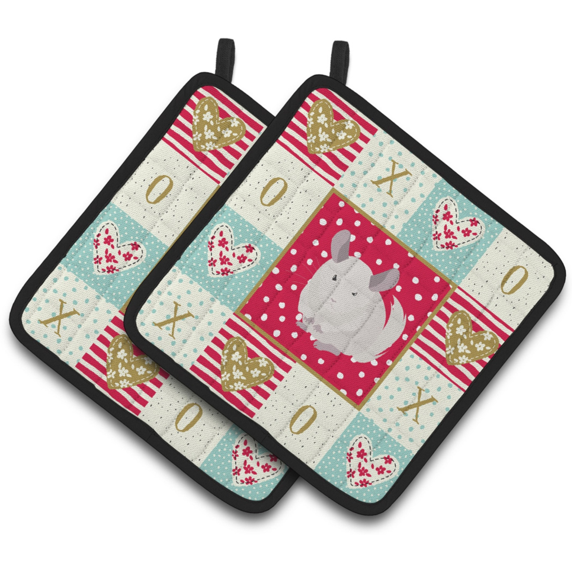 &quotCaroline's Treasures CK5425PTHD White Dominant Chinchilla Love Pair of Pot Holders potholders, Multicolor"