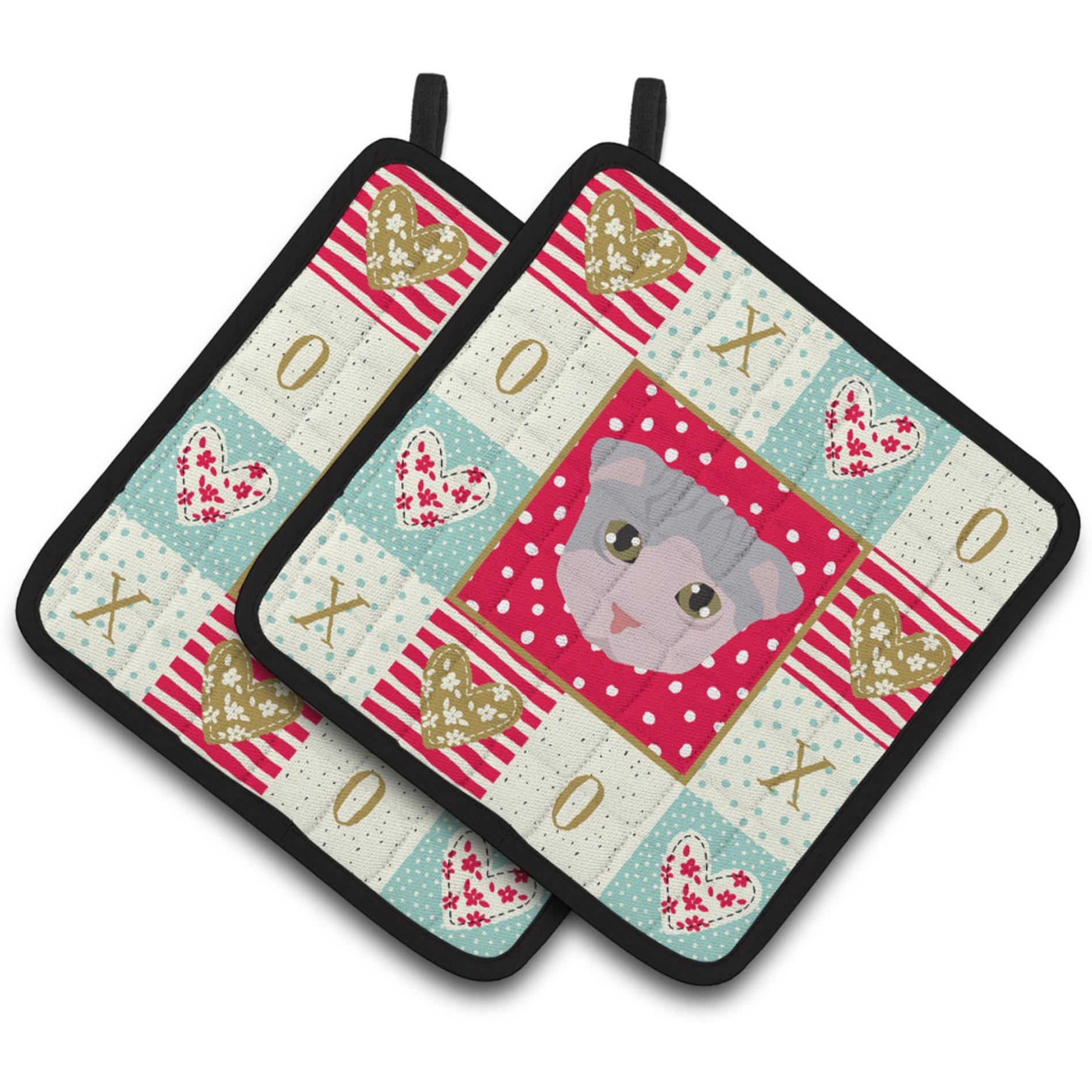 &quotCaroline's Treasures CK5177PTHD Ukrainian Levkoy Cat Love Pair of Pot Holders potholders, Multicolor"