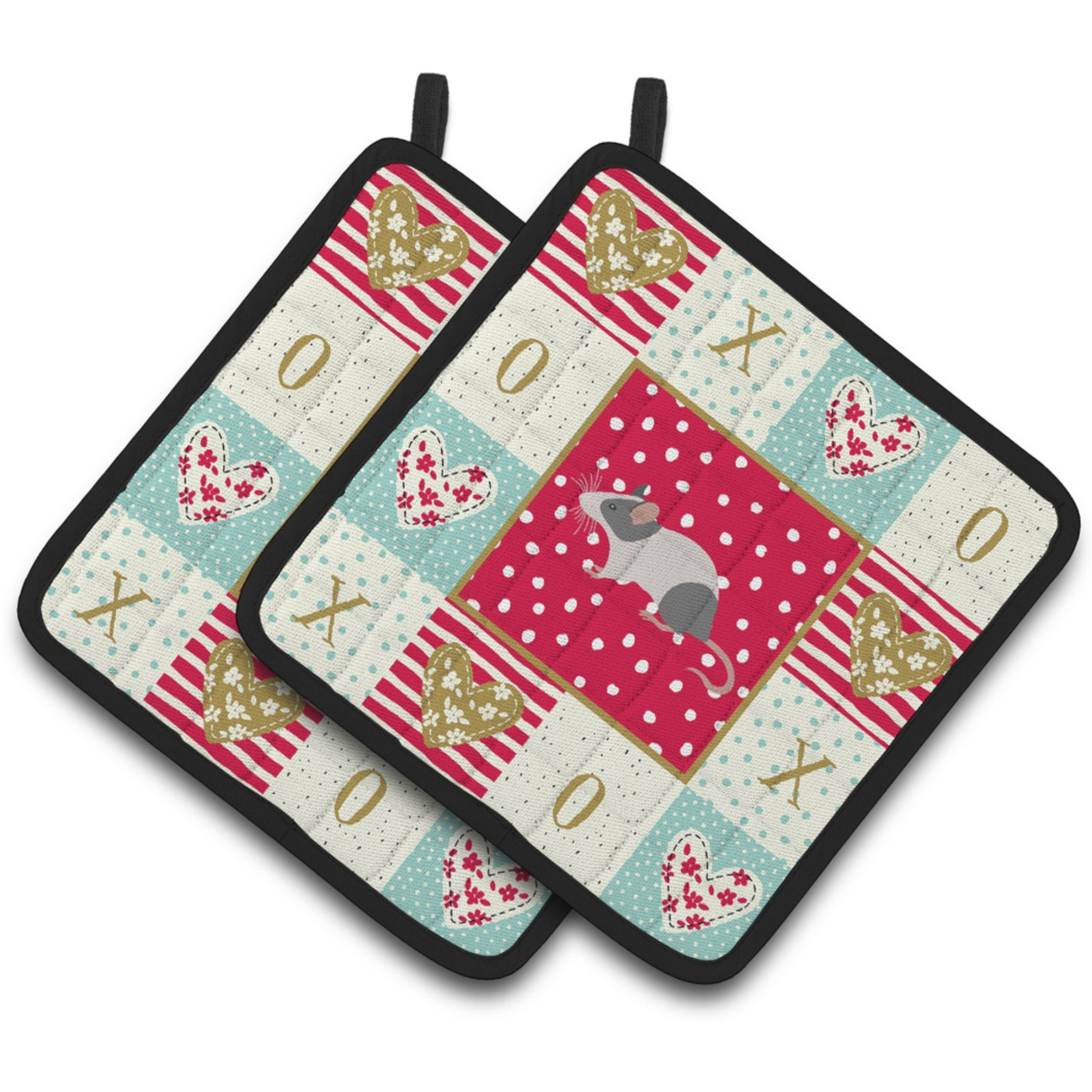 &quotCaroline's Treasures CK5451PTHD Japanese Mouse Love Pair of Pot Holders potholders, Multicolor"
