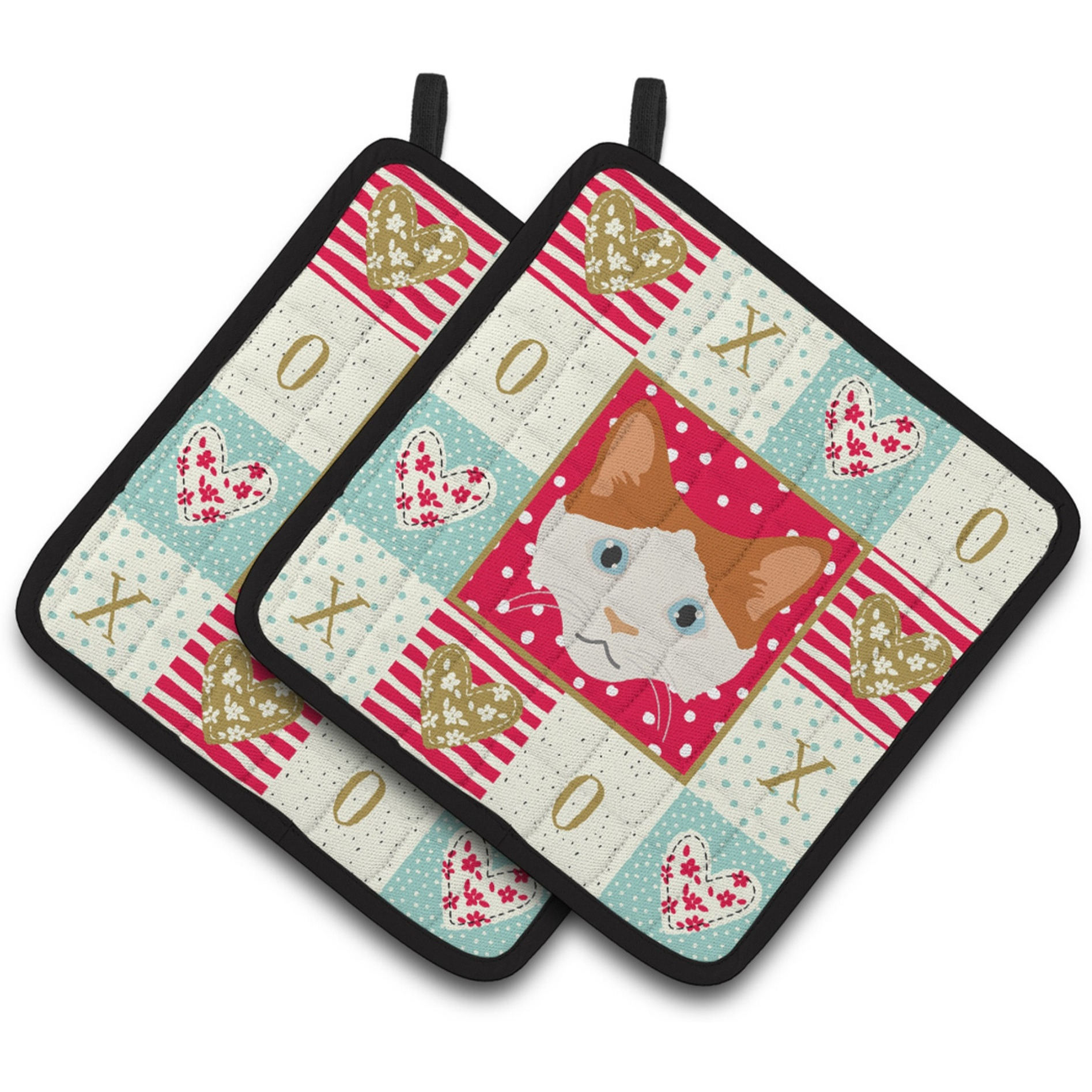 &quotCaroline's Treasures CK5127PTHD La Perm Cat Love Pair of Pot Holders potholders, Multicolor"