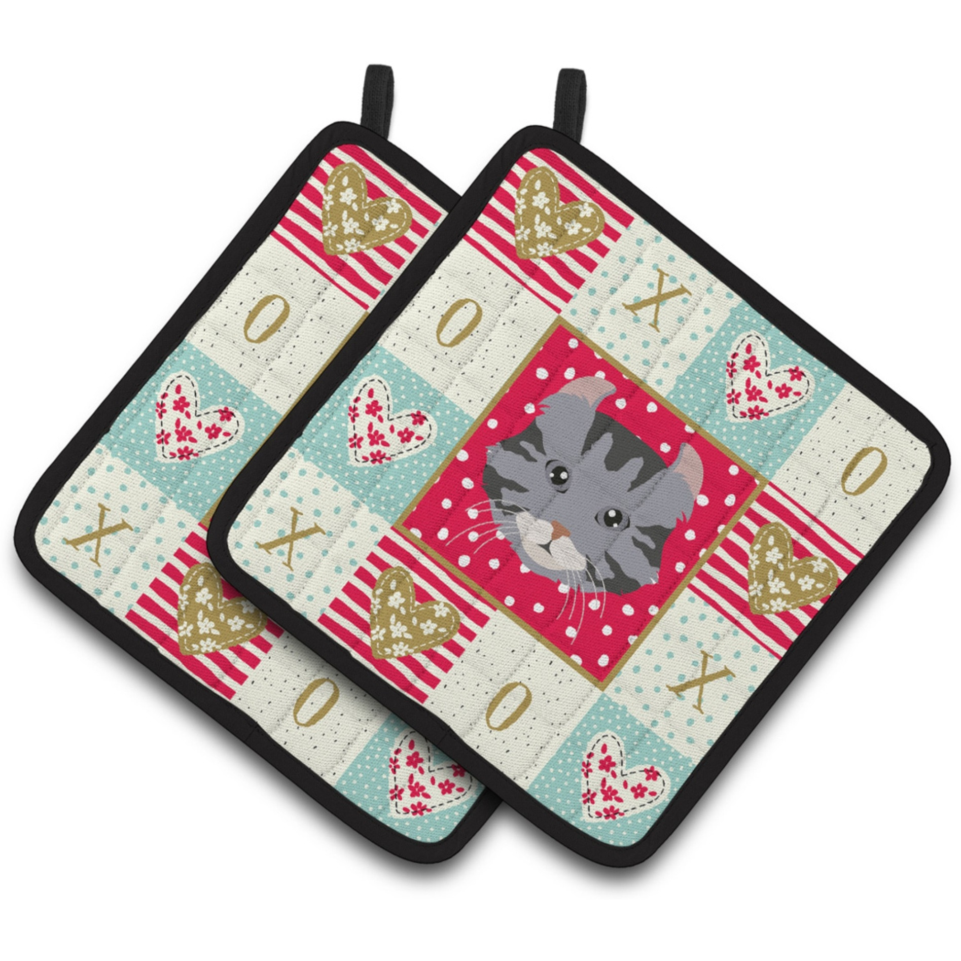 &quotCaroline's Treasures CK5080PTHD American Curl Cat Love Pair of Pot Holders potholders, Multicolor"