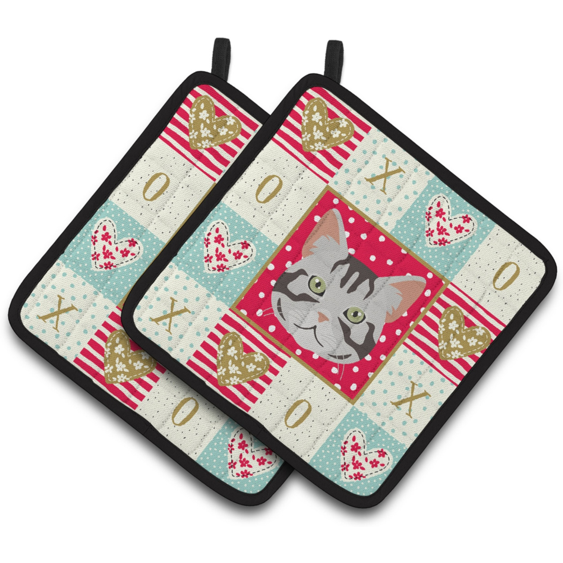 &quotCaroline's Treasures CK5082PTHD American Shorthair Cat Love Pair of Pot Holders potholders, Multicolor"