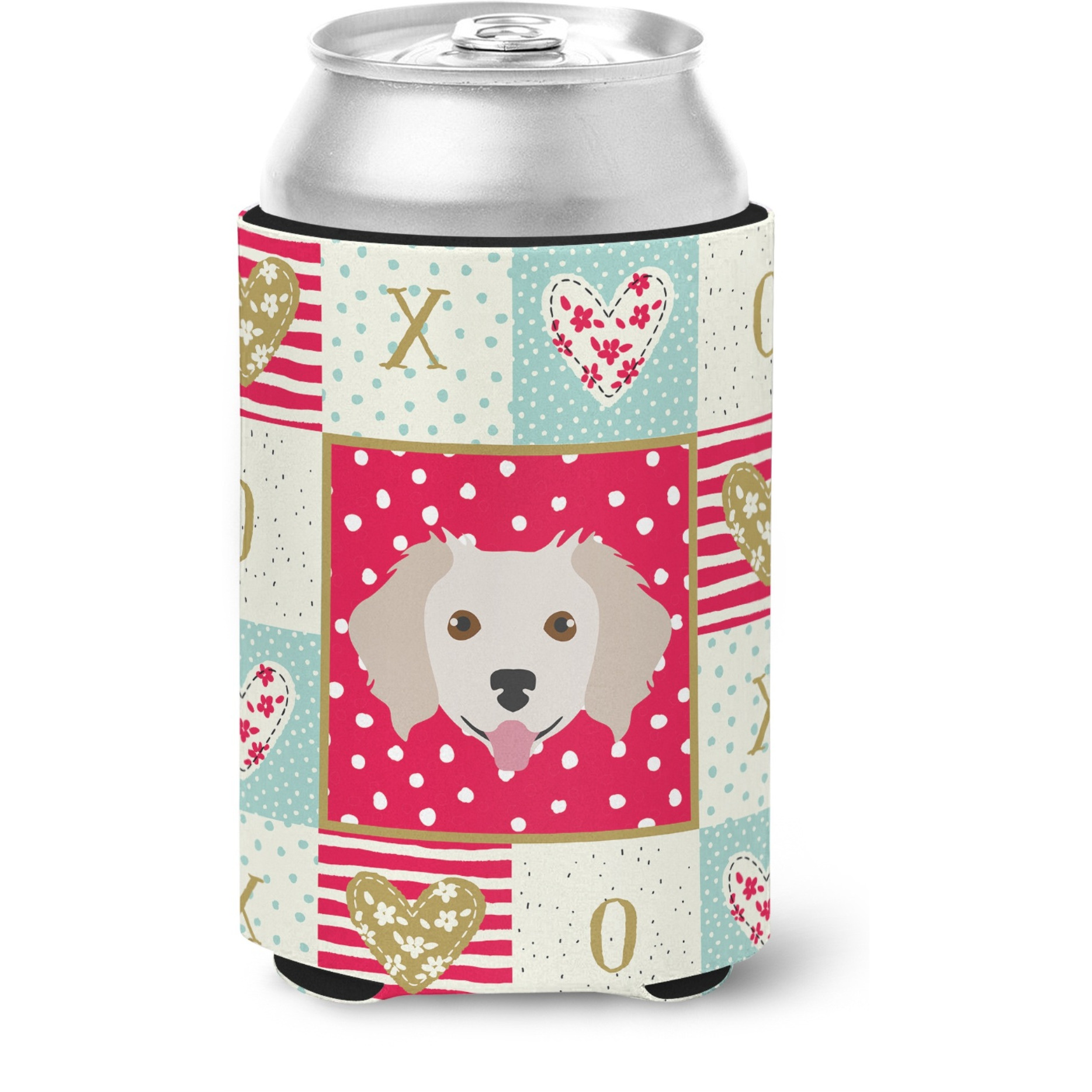 &quotCaroline's Treasures CK5238CC Small Greek Domestic Dog Love Can or Bottle Hugger cold-beverage-koozies, Multicolor"