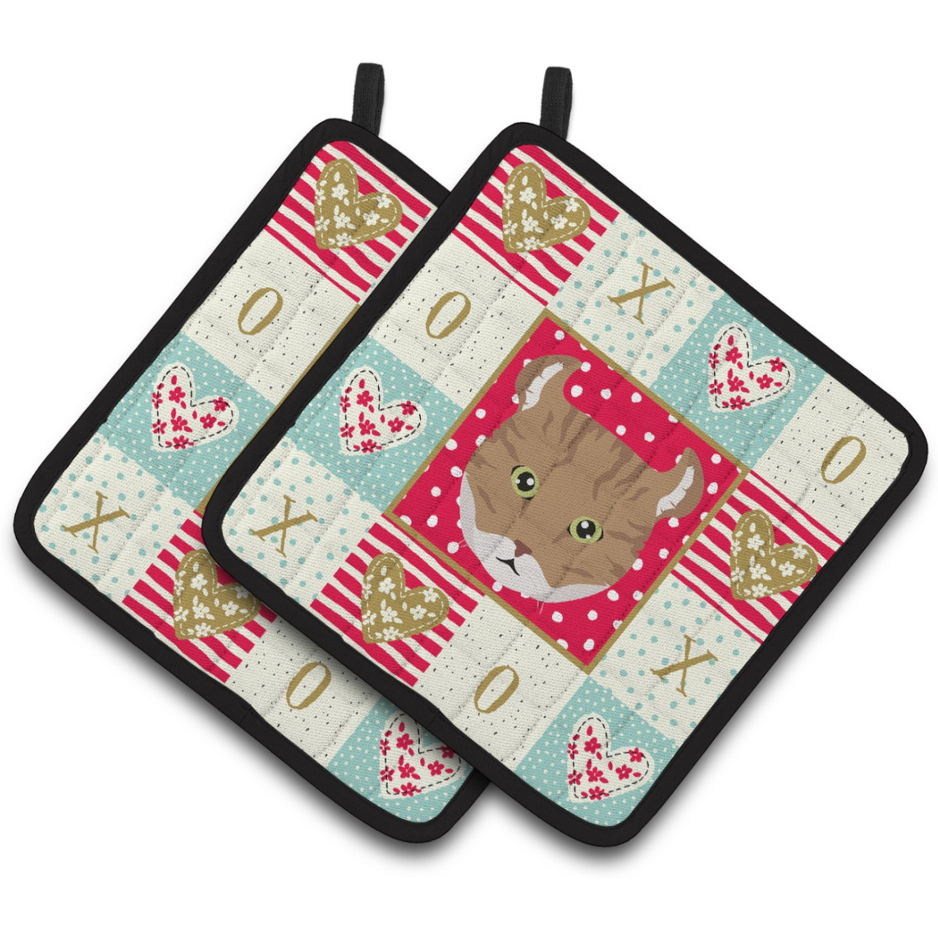 &quotCaroline's Treasures CK5121PTHD Highlander Lynx Cat Love Pair of Pot Holders potholders, Multicolor"