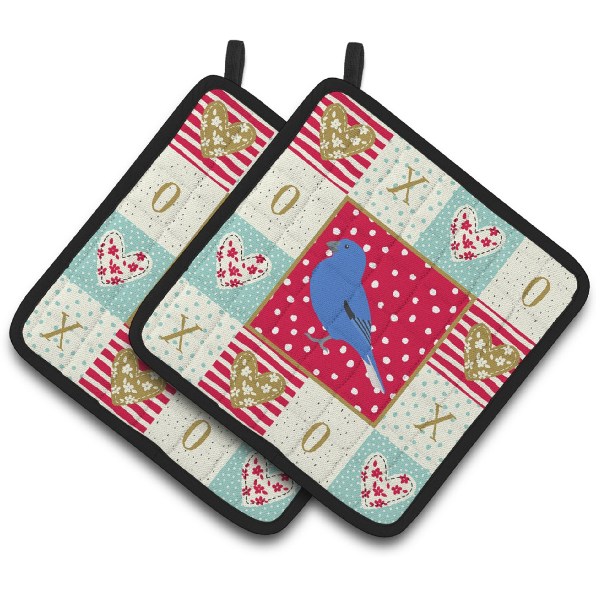 &quotCaroline's Treasures CK5510PTHD Bunting Love Pair of Pot Holders potholders, Multicolor"