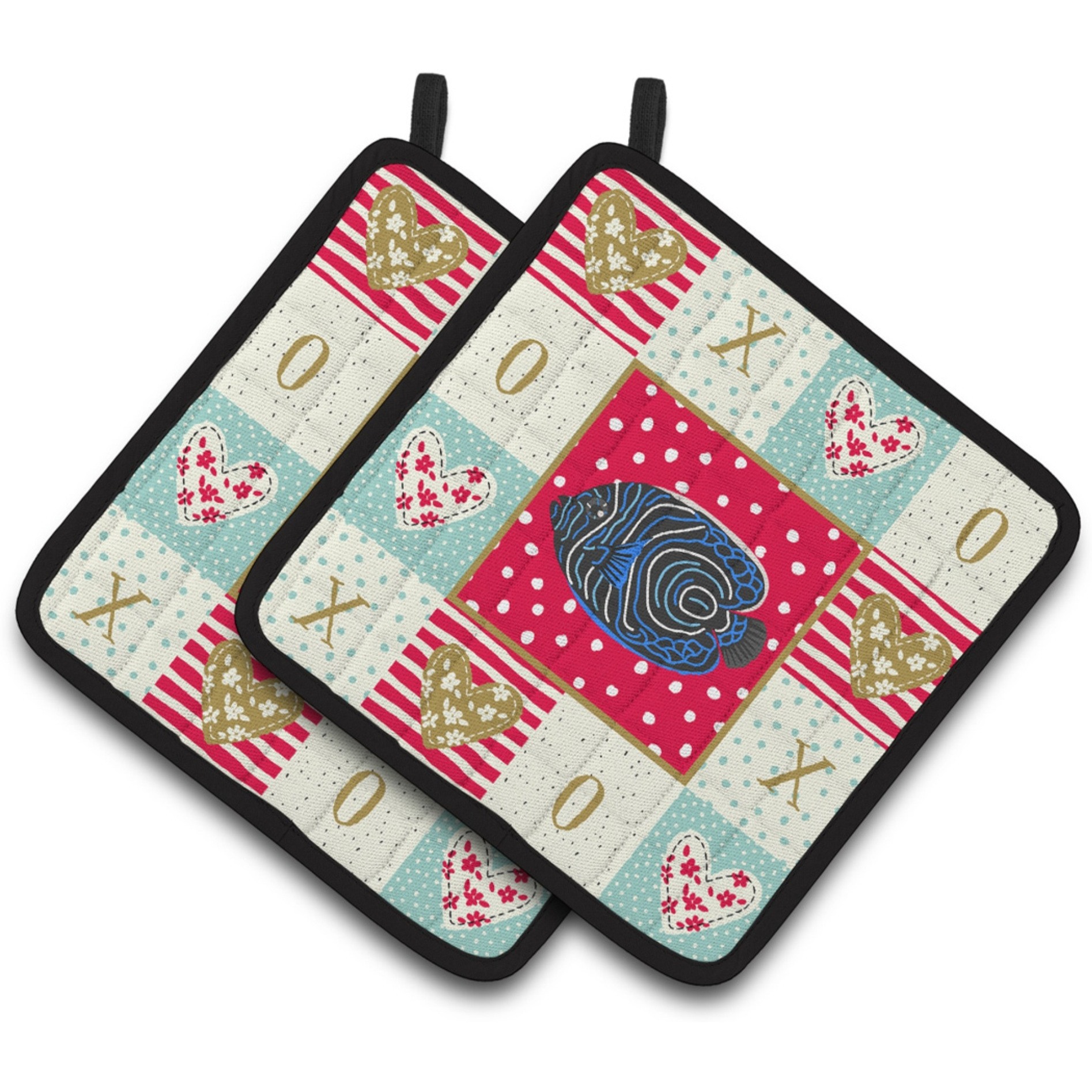 &quotCaroline's Treasures CK5469PTHD Emperor Angelfish Love Pair of Pot Holders potholders, Multicolor"