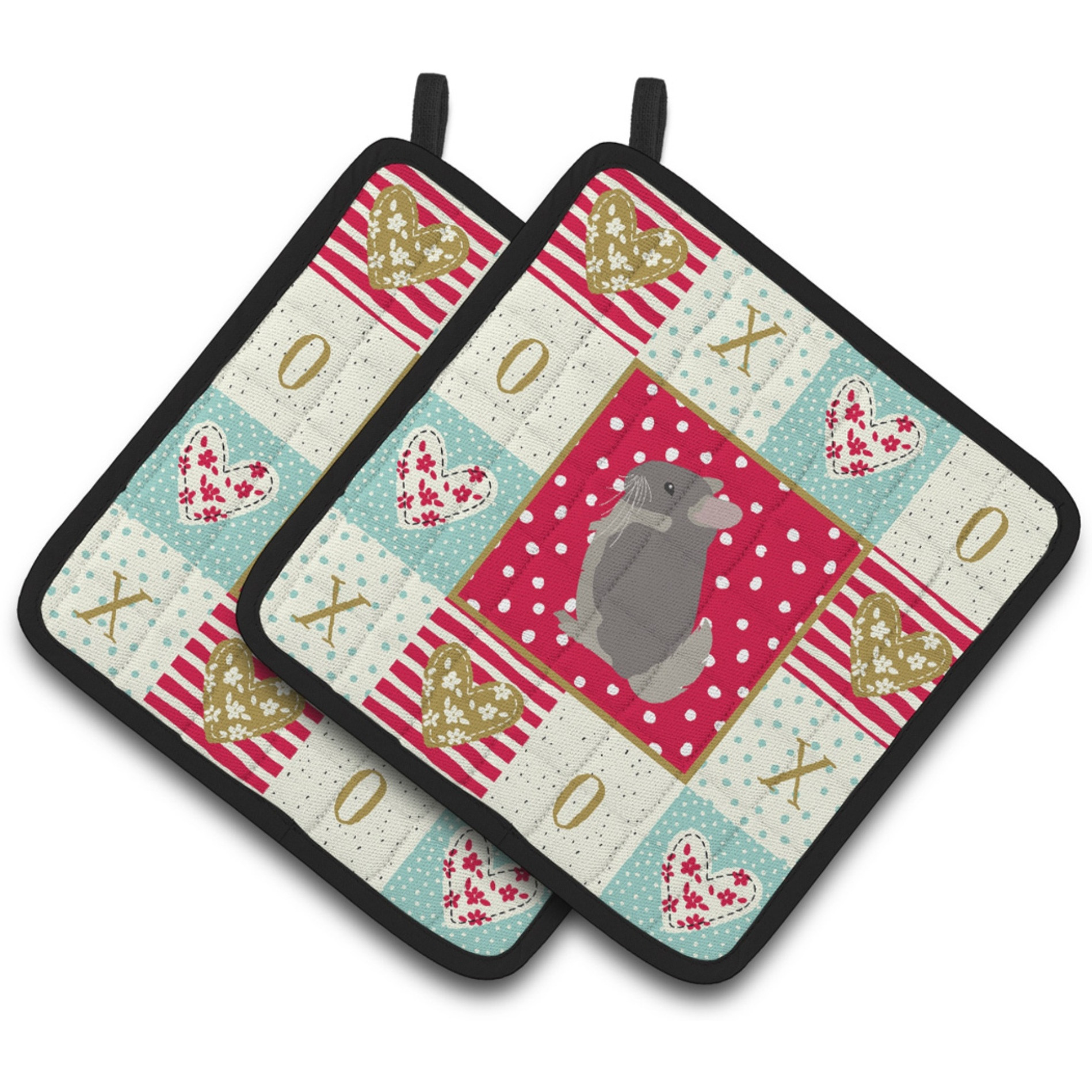 &quotCaroline's Treasures CK5419PTHD Beige Wellman Chinchilla Love Pair of Pot Holders potholders, Multicolor"