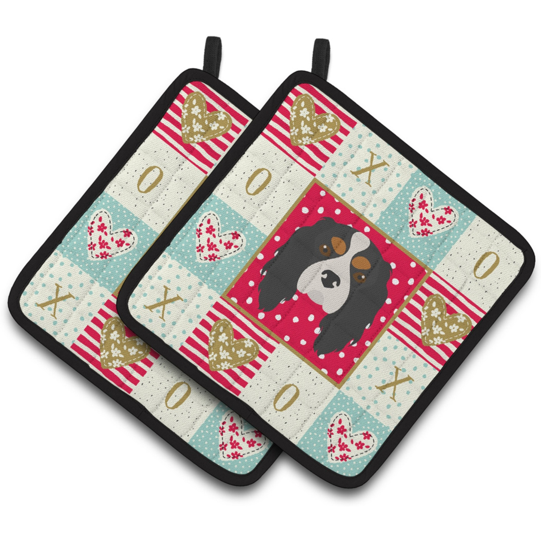 &quotCaroline's Treasures CK5189PTHD Cavalier King Charles Spaniel Love Pair of Pot Holders potholders, Multicolor"