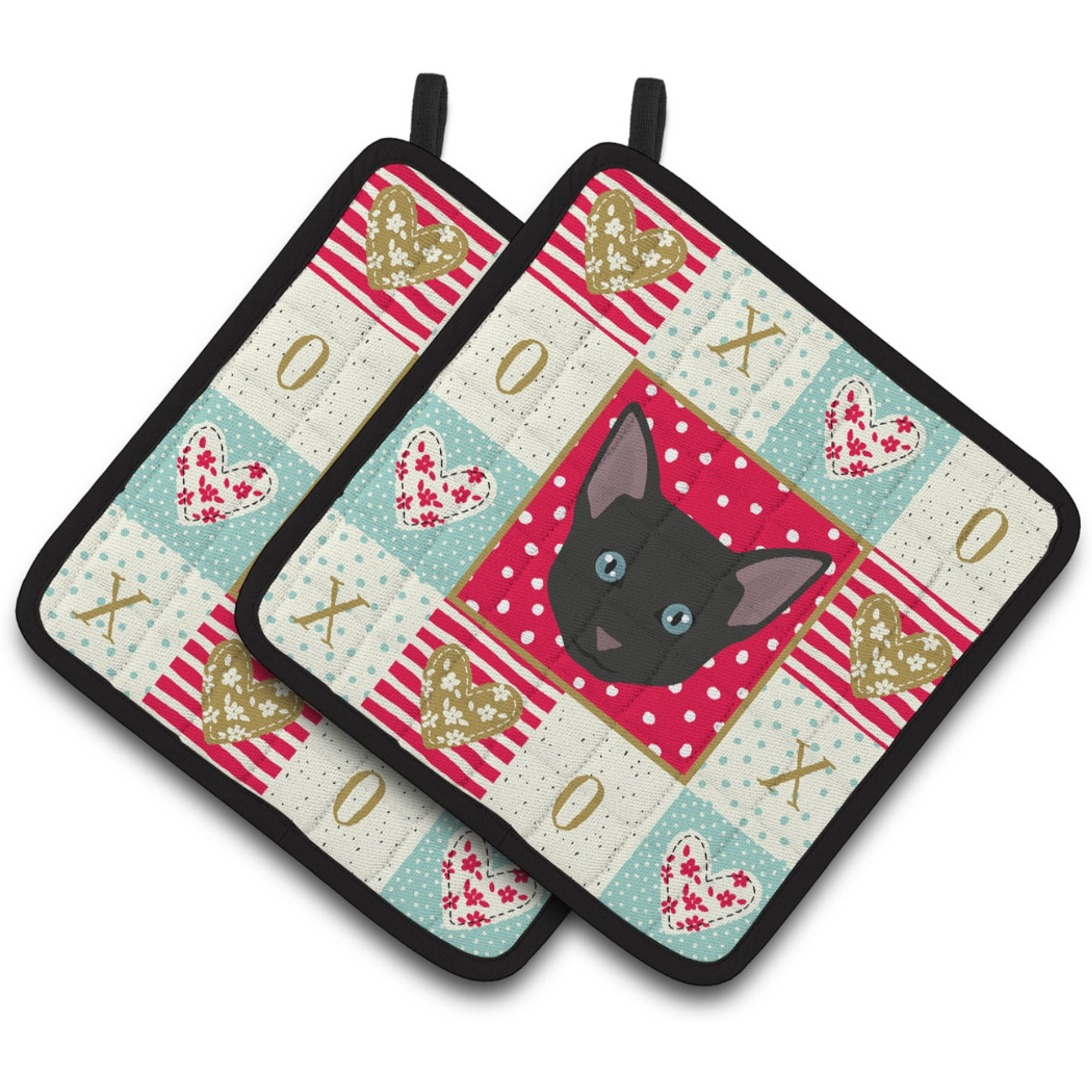 &quotCaroline's Treasures CK5155PTHD Russian White Black Cat Love Pair of Pot Holders potholders, Multicolor"