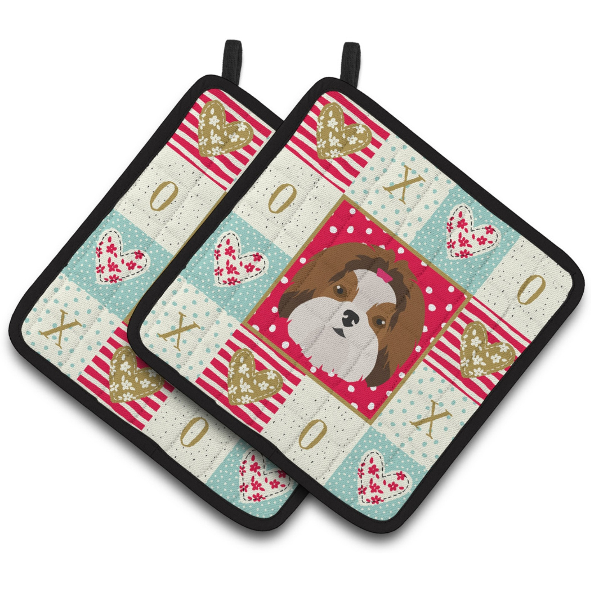 &quotCaroline's Treasures CK5206PTHD Imperial Shih Tzu Love Pair of Pot Holders potholders, Multicolor"