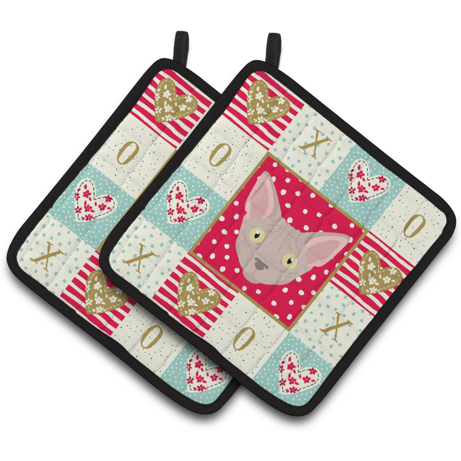 &quotCaroline's Treasures CK5133PTHD Minskin Cat Love Pair of Pot Holders potholders, Multicolor"