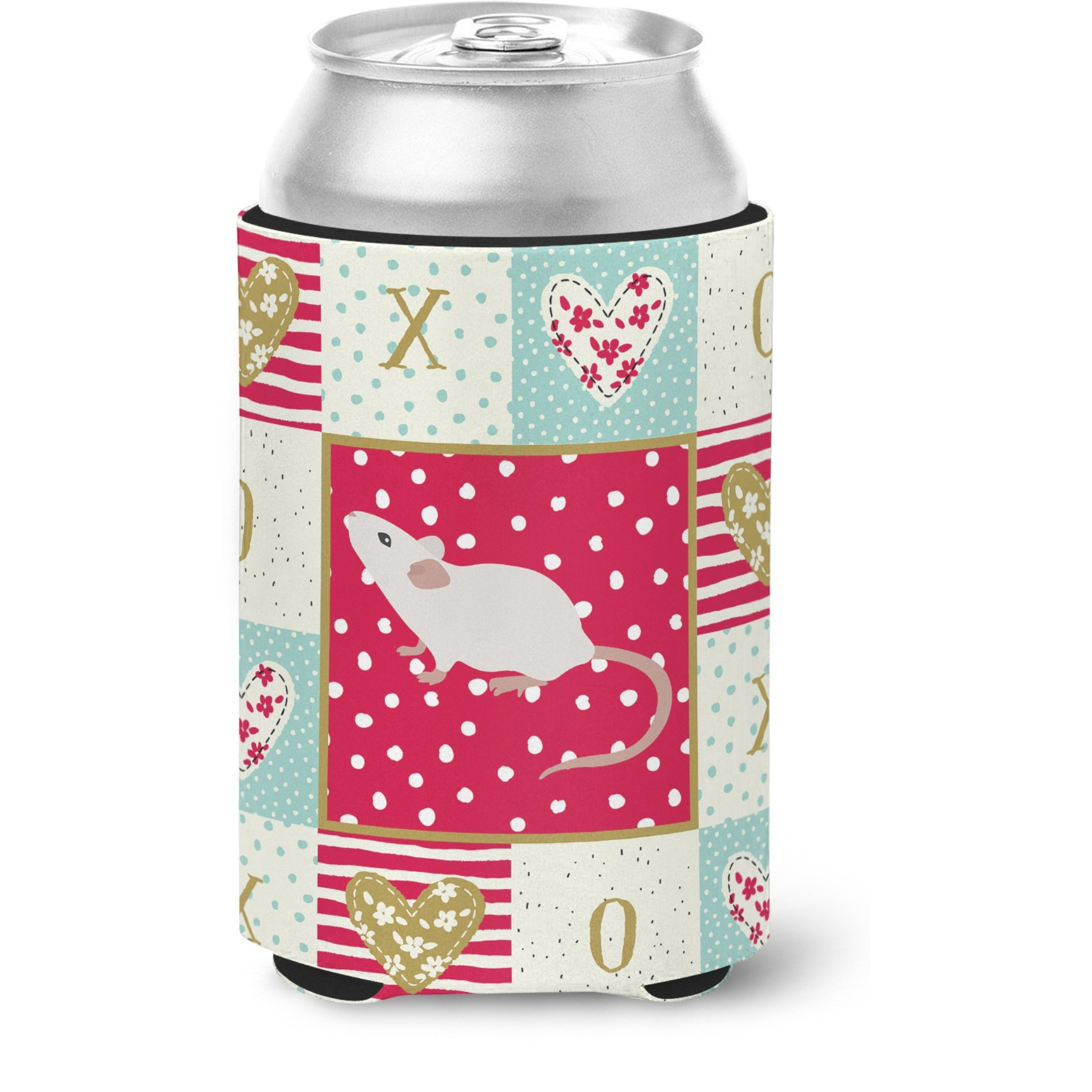 &quotCaroline's Treasures CK5454CC White Domestic Mouse Love Can or Bottle Hugger cold-beverage-koozies, Multicolor"