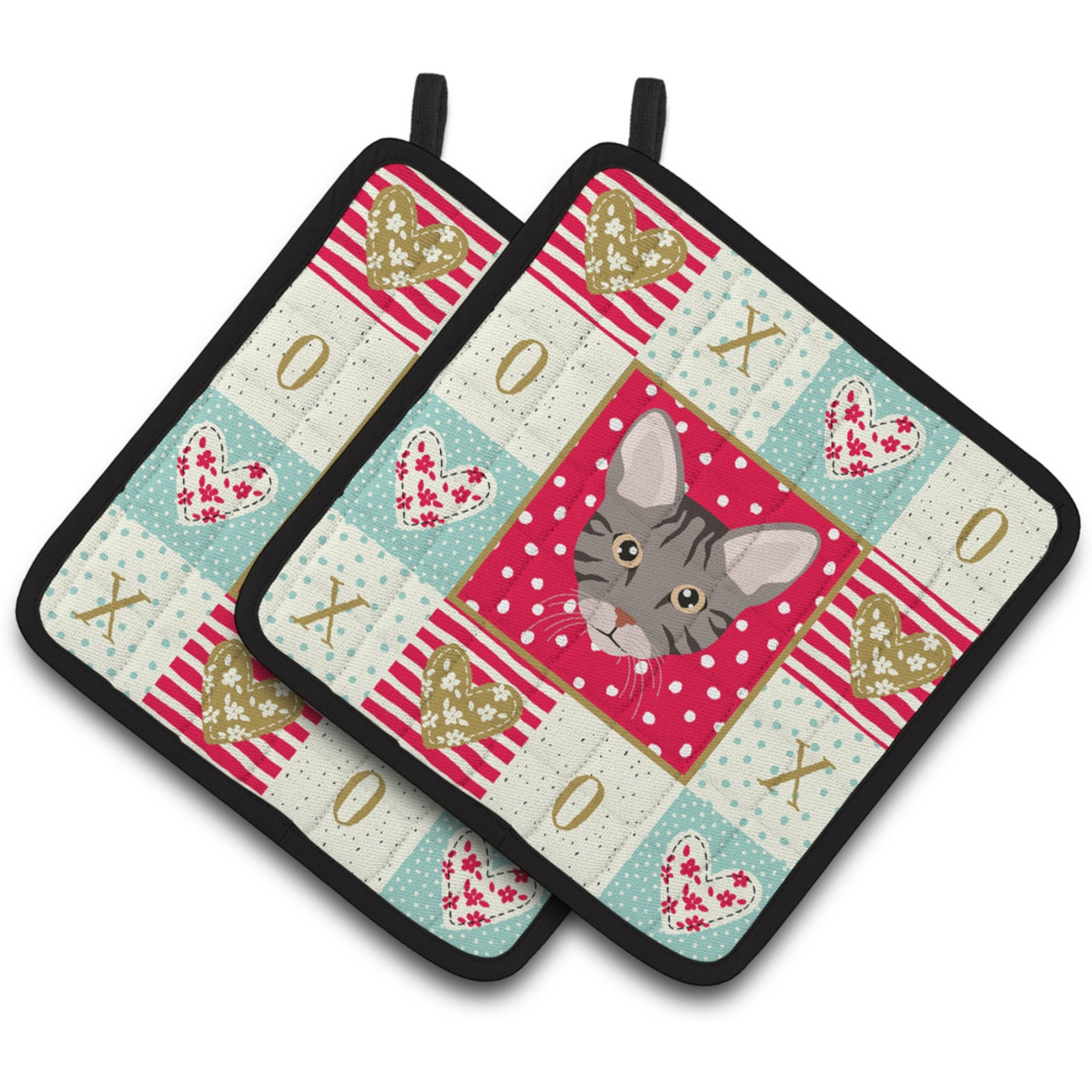 &quotCaroline's Treasures CK5138PTHD Ocicat Cat Love Pair of Pot Holders potholders, Multicolor"