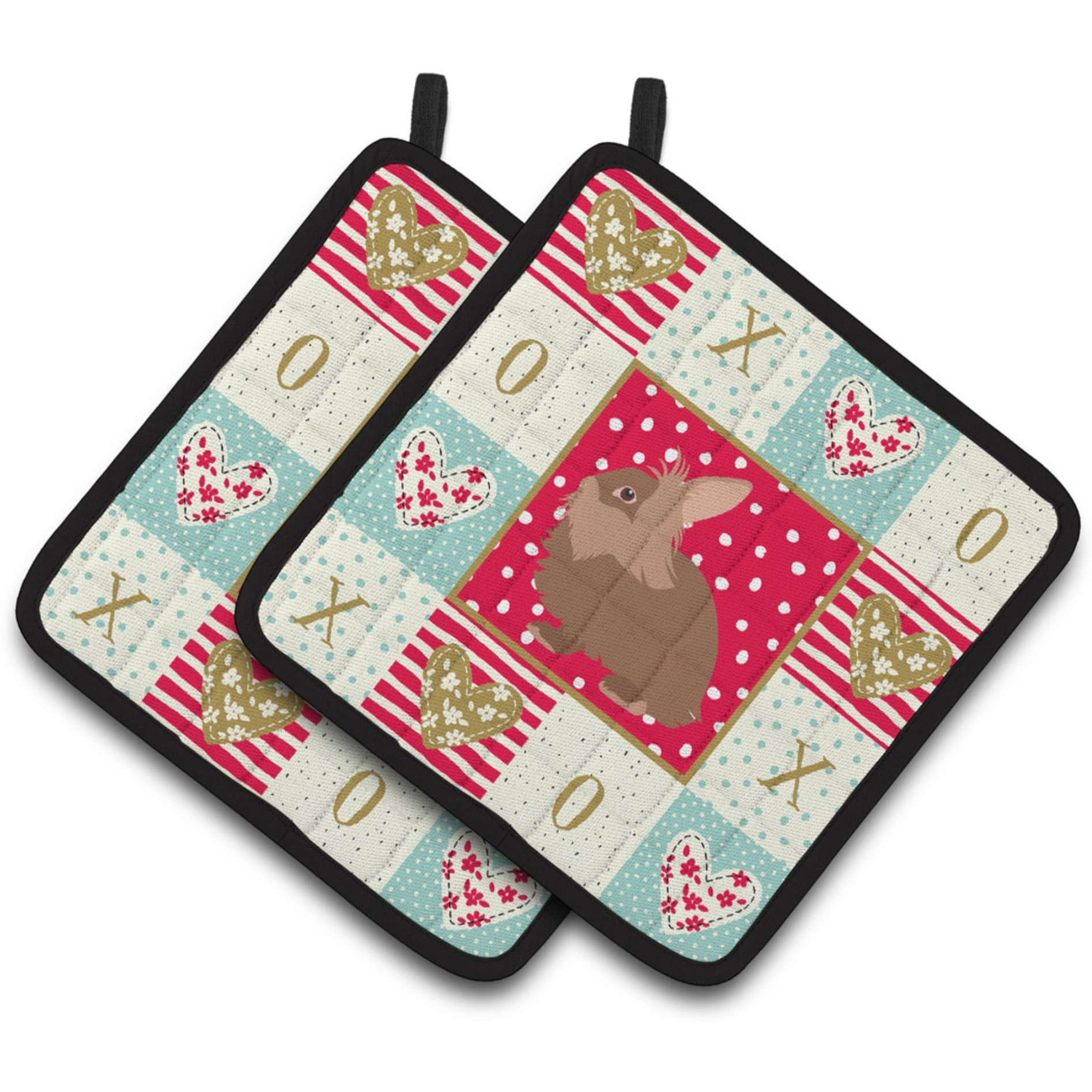 &quotCaroline's Treasures CK5387PTHD Lionhead Rabbit Love Pair of Pot Holders potholders, Multicolor"