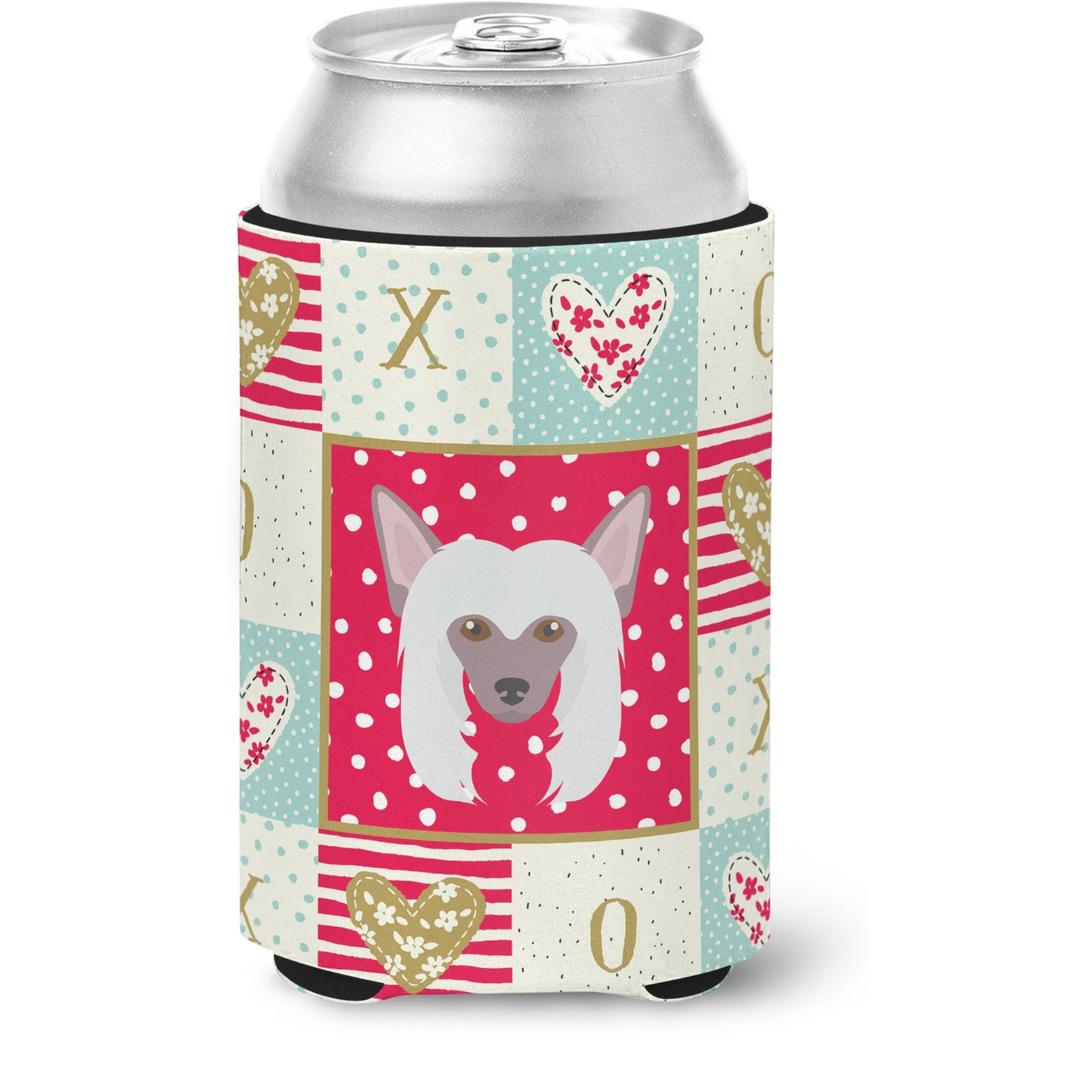 &quotCaroline's Treasures CK5191CC Chinese Crested Love Can or Bottle Hugger cold-beverage-koozies, Multicolor"