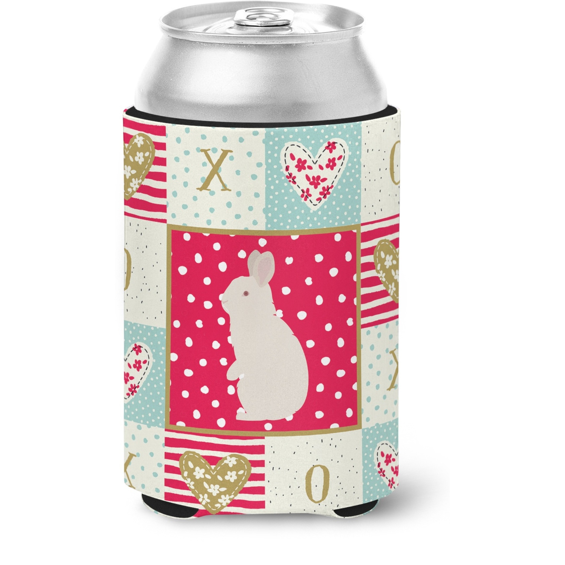 &quotCaroline's Treasures CK5392CC New Zealand White Rabbit Love Can or Bottle Hugger cold-beverage-koozies, Multicolor"