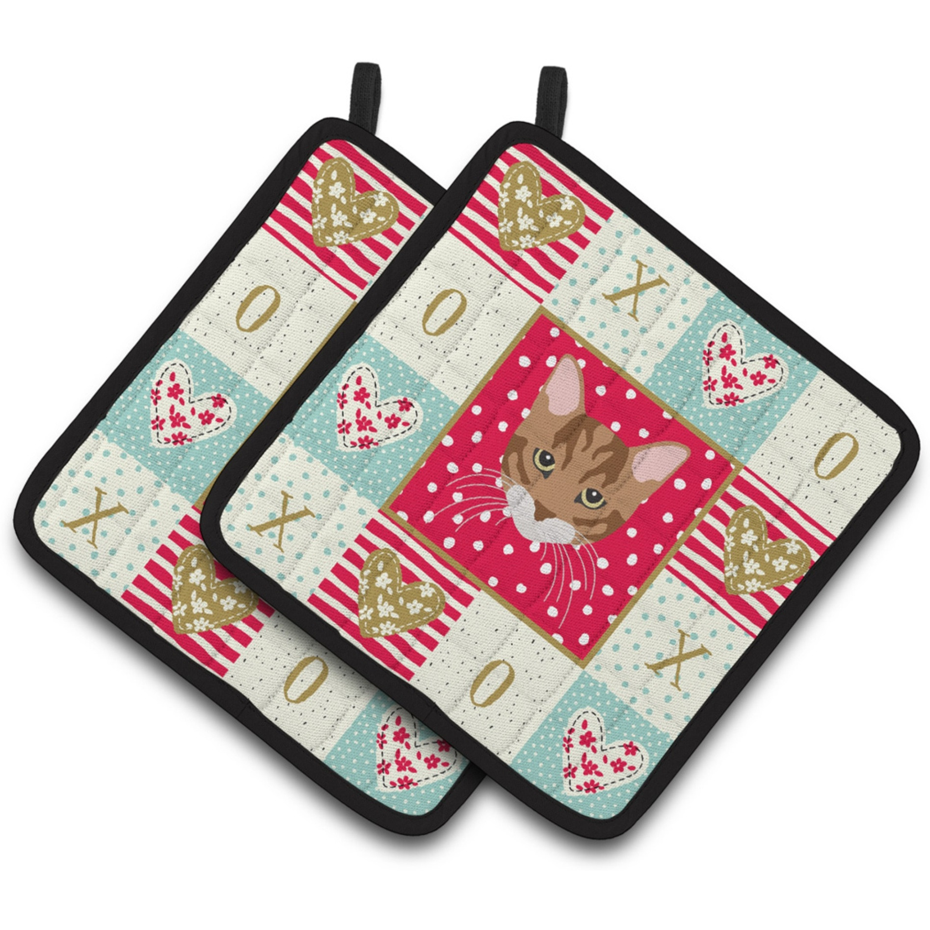 &quotCaroline's Treasures CK5174PTHD Toyger Cat Love Pair of Pot Holders potholders, Multicolor"