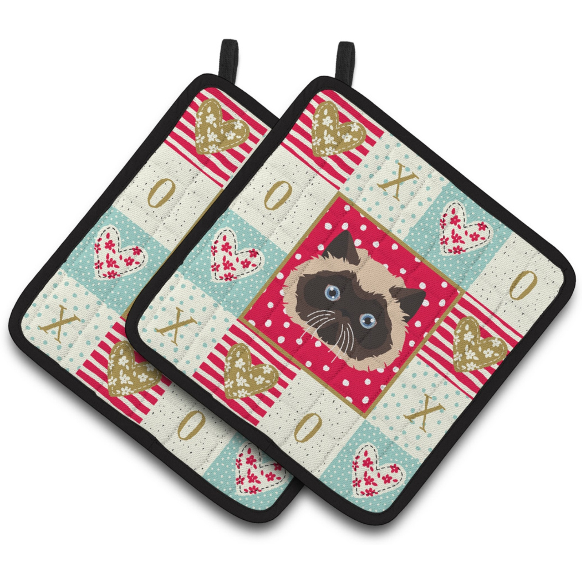 &quotCaroline's Treasures CK5105PTHD Colorpoint Persian Hymalayan Cat Love Pair of Pot Holders potholders, Multicolor"