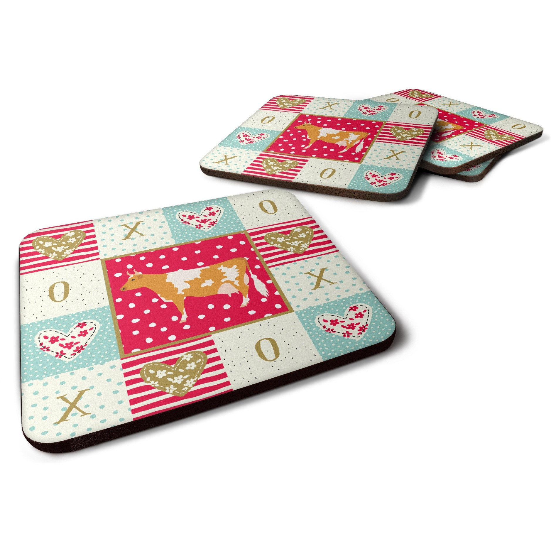 &quotCaroline's Treasures CK5248FC Guernsey Cow Love Foam Set of 4 coasters, Multicolor"
