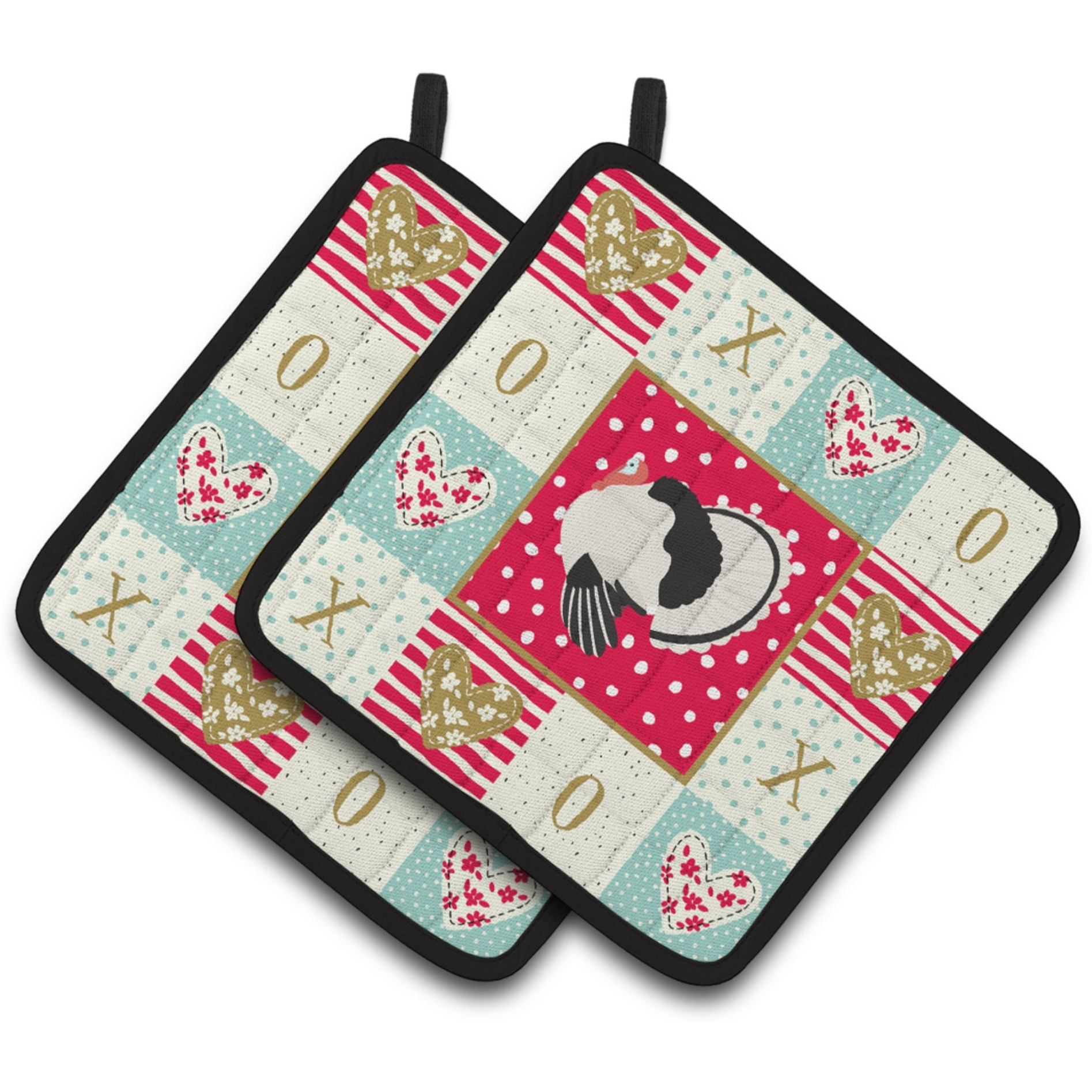 &quotCaroline's Treasures CK5415PTHD Royal Palm Turkey Love Pair of Pot Holders potholders, Multicolor"
