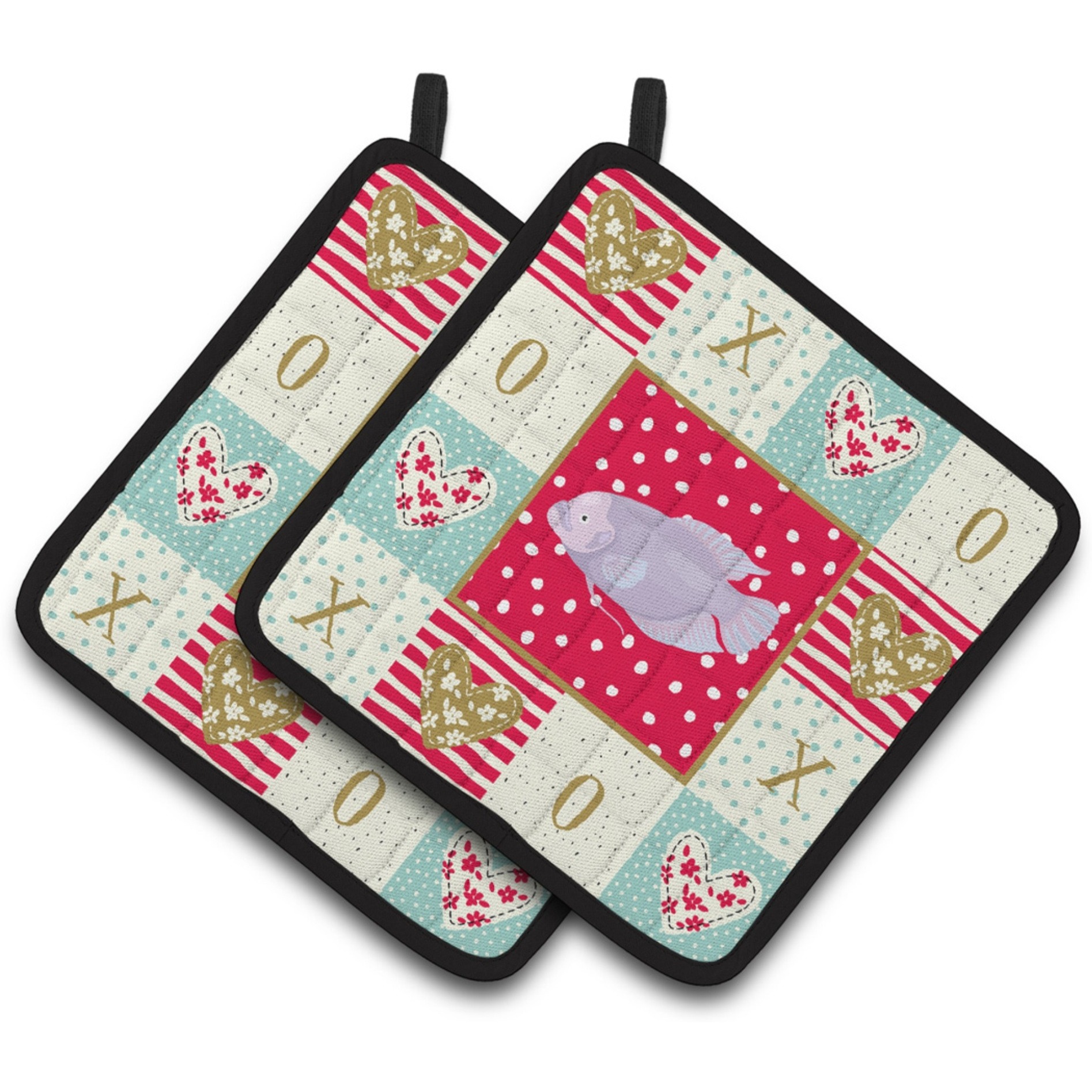 &quotCaroline's Treasures CK5487PTHD Giant Gourami Love Pair of Pot Holders potholders, Multicolor"