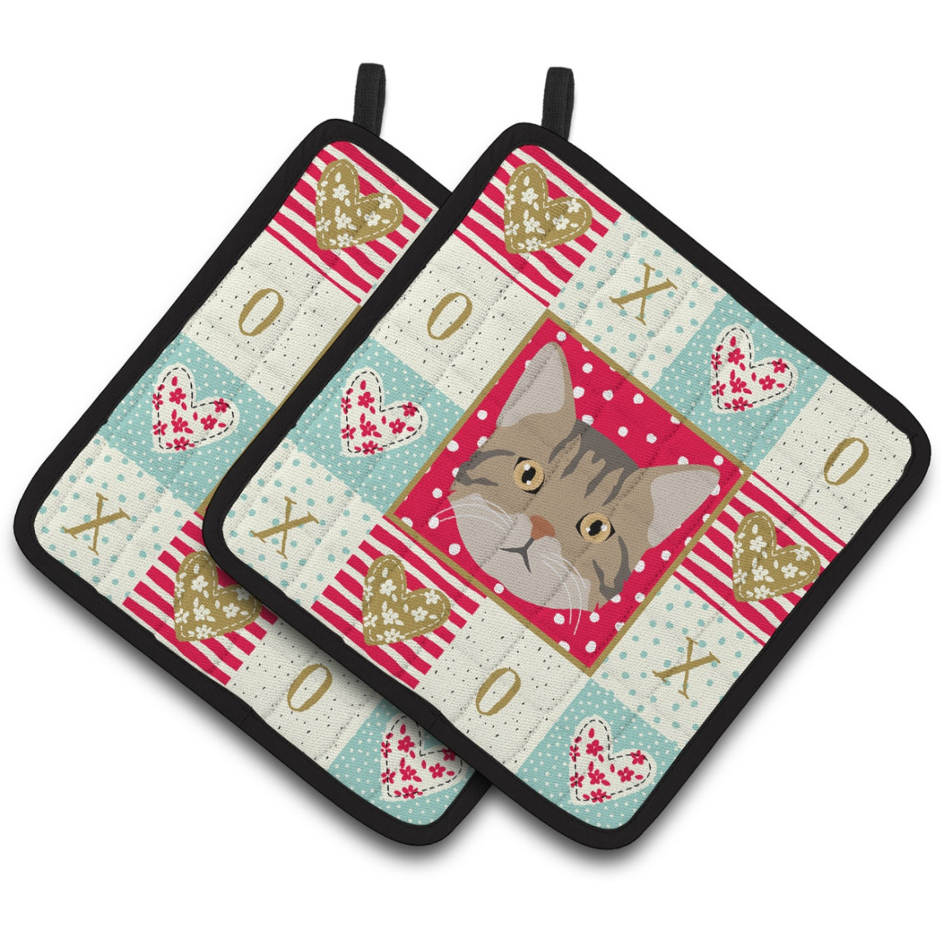 &quotCaroline's Treasures CK5083PTHD American Wirehair Cat Love Pair of Pot Holders potholders, Multicolor"