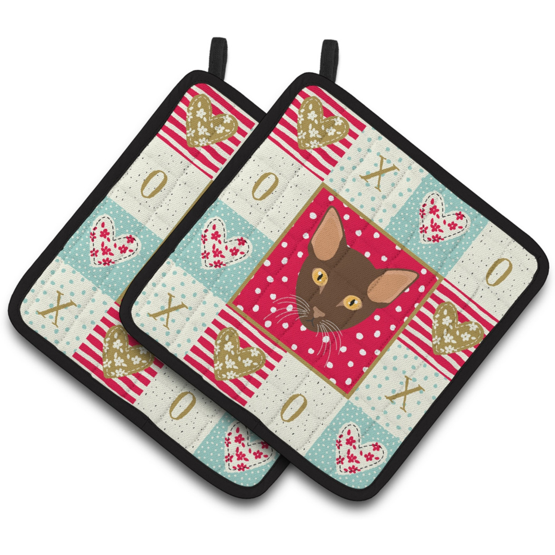 &quotCaroline's Treasures CK5171PTHD Suphalak Cat Love Pair of Pot Holders potholders, Multicolor"