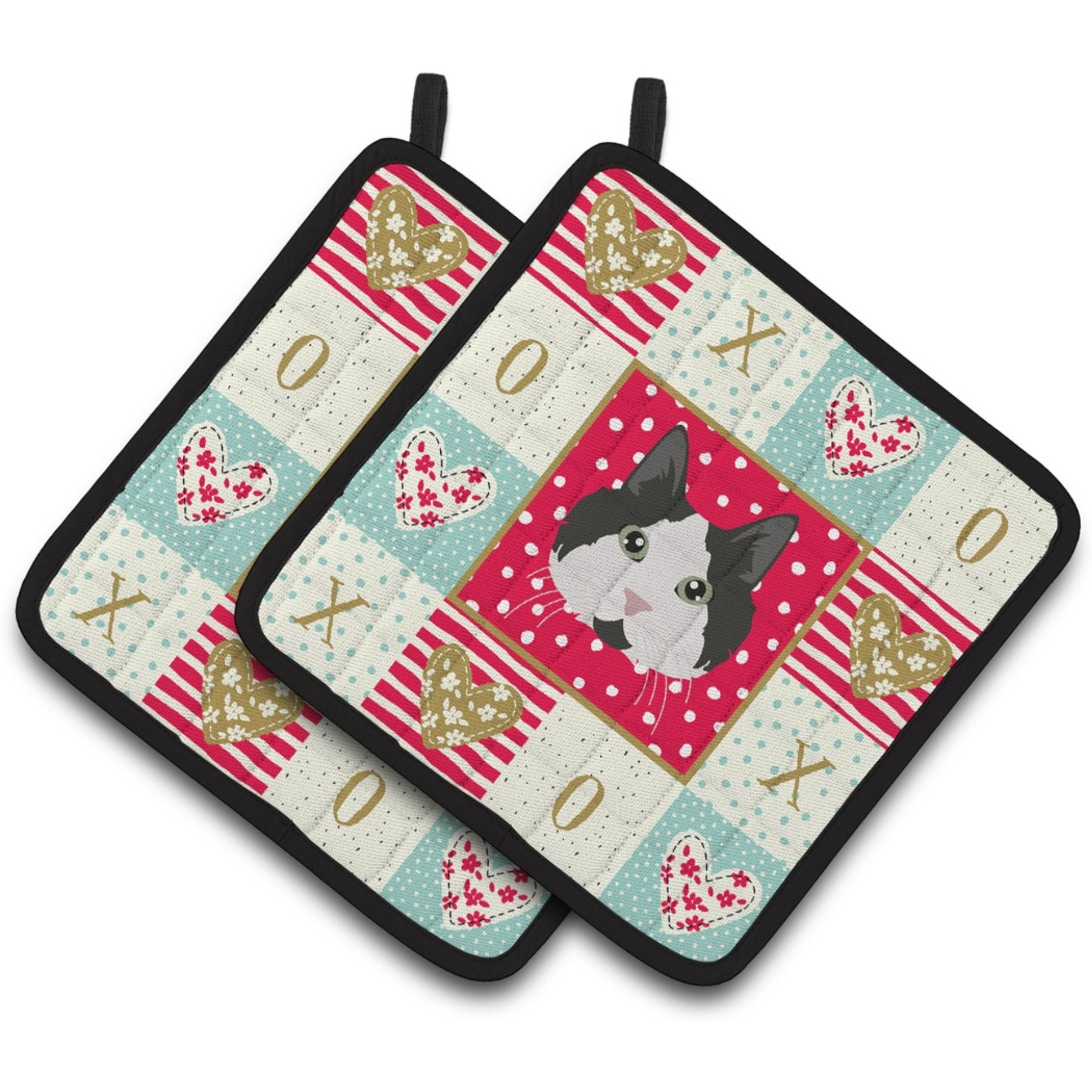 &quotCaroline's Treasures CK5108PTHD Cymric Cat Love Pair of Pot Holders potholders, Multicolor"