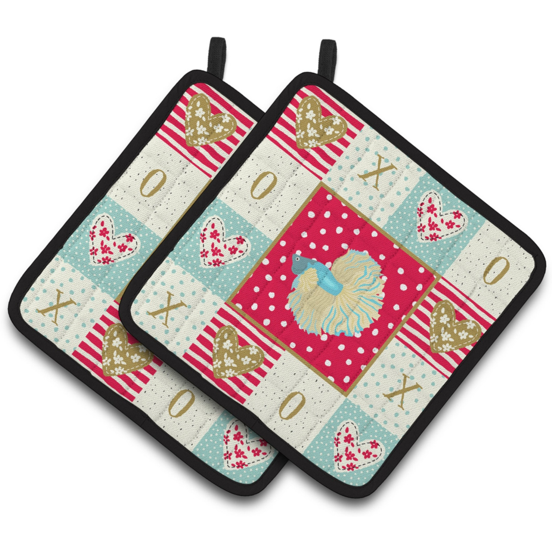&quotCaroline's Treasures CK5486PTHD Elephant Ear Betta Love Pair of Pot Holders potholders, Multicolor"