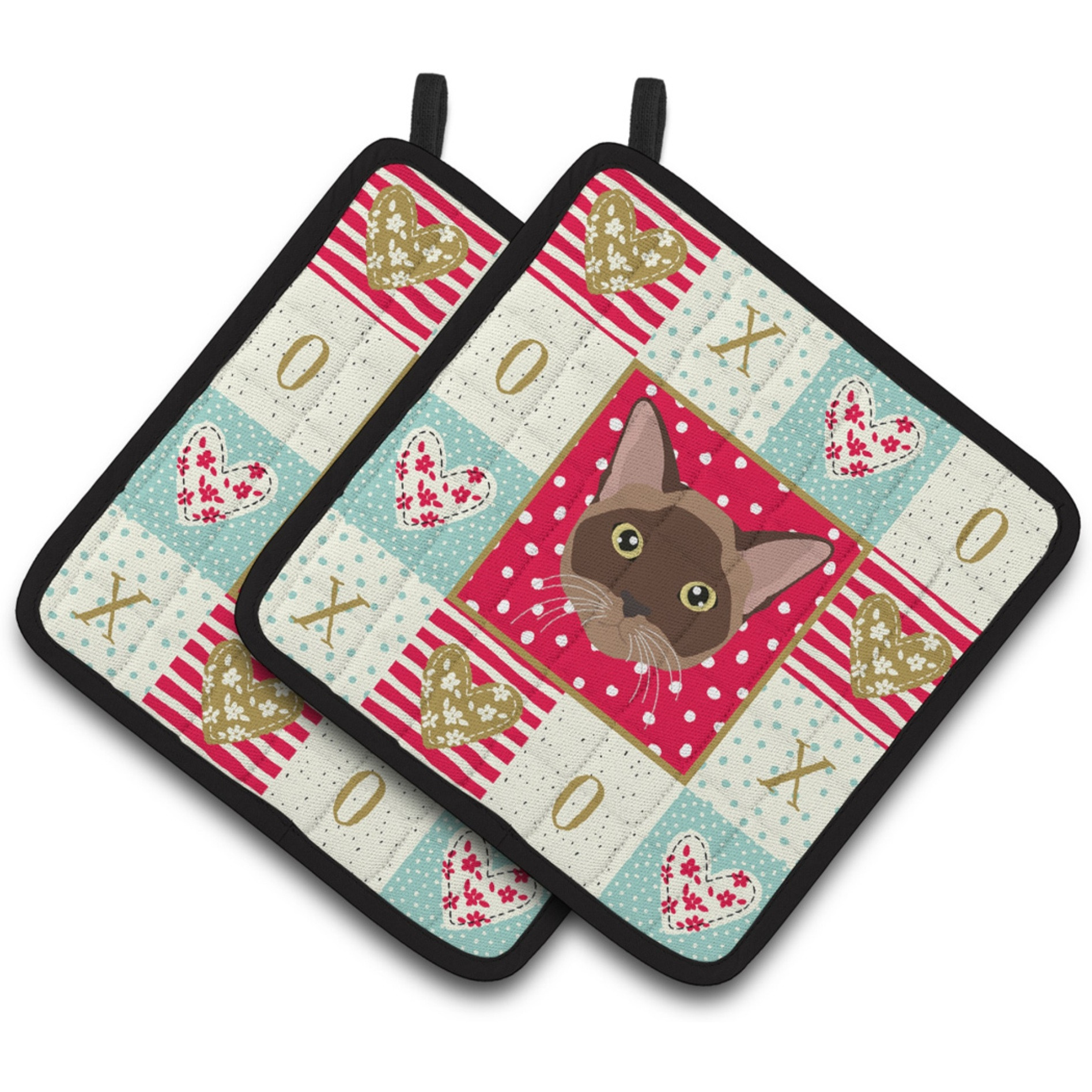 &quotCaroline's Treasures CK5096PTHD Burmese Cat Love Pair of Pot Holders potholders, Multicolor"